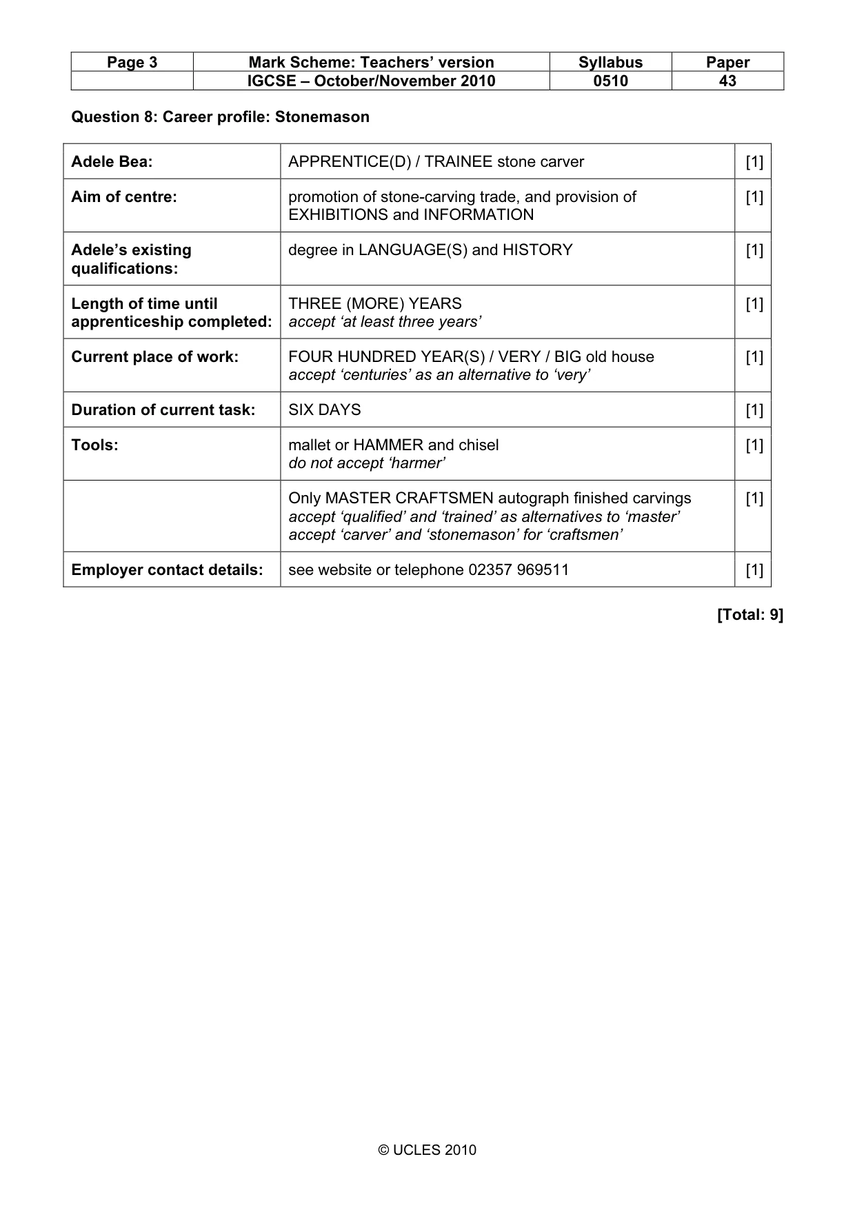 Mark scheme, page 3 of 14