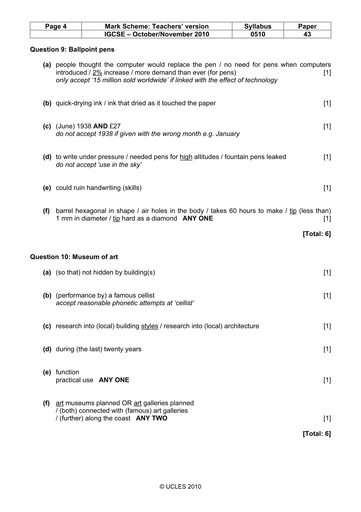 Mark scheme, page 4 of 14