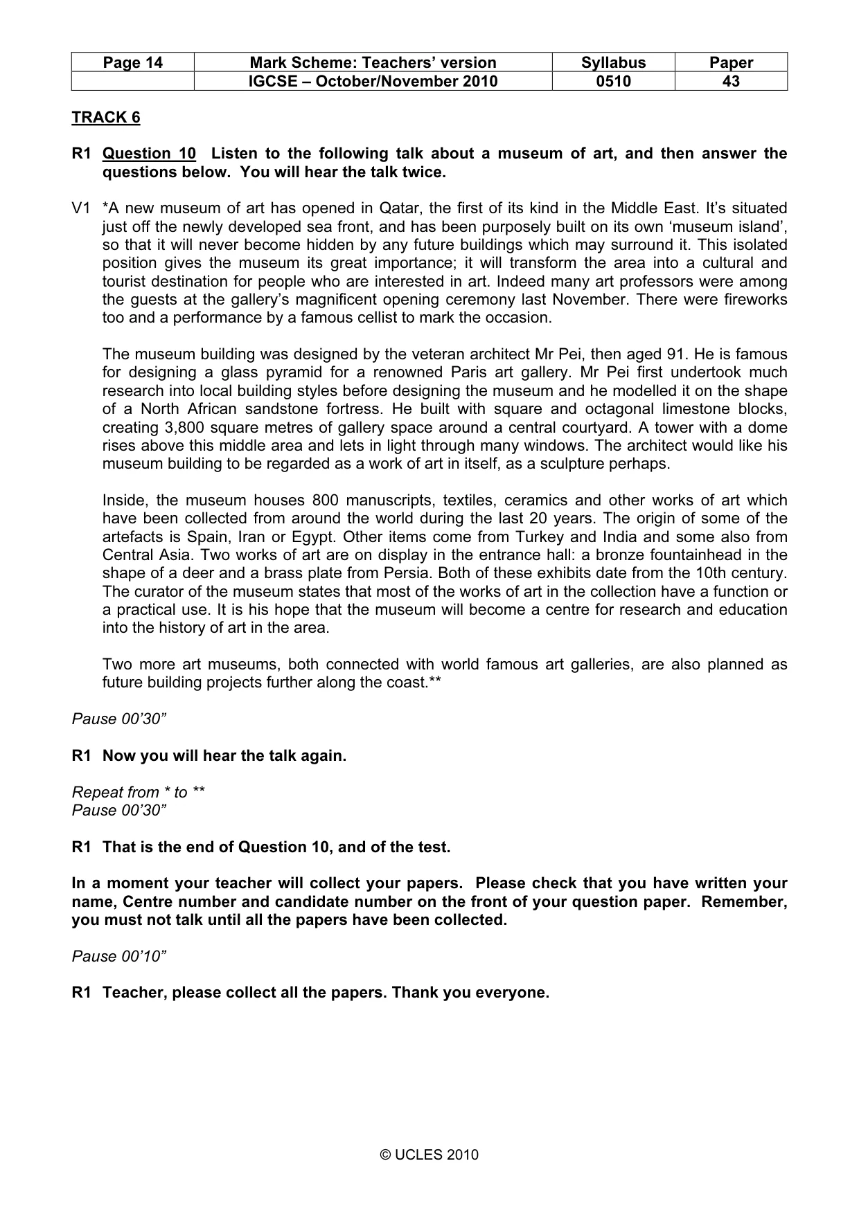 Mark scheme, page 14 of 14