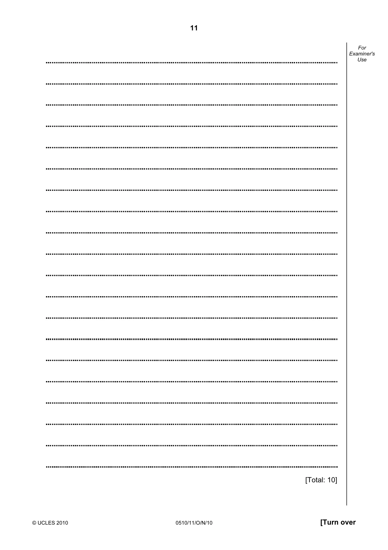 Cambridge IGCSE English - Second Language (oral endorsement) 0510 2010 Oct/Nov Paper 1 · Variant 1 question paper, page 11 of 16
