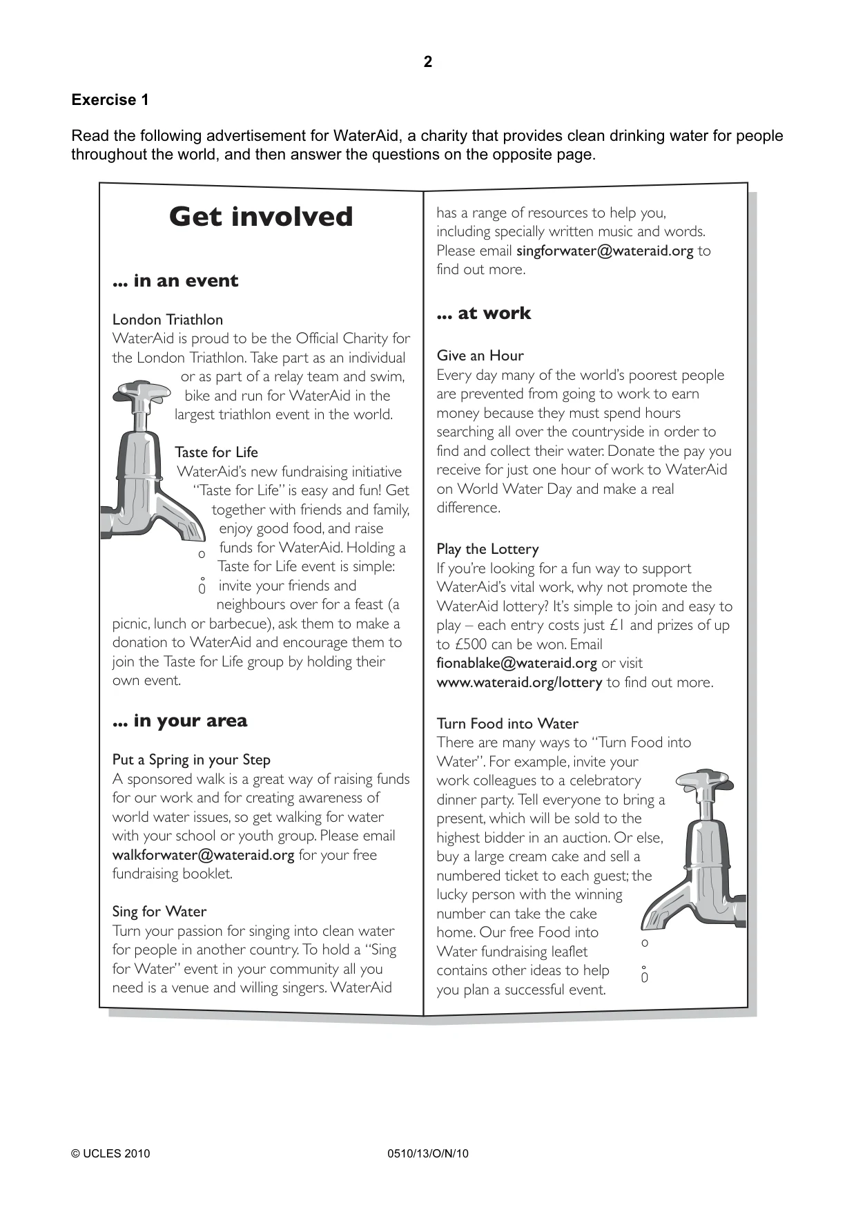 Cambridge IGCSE English - Second Language (oral endorsement) 0510 2010 Oct/Nov Paper 1 · Variant 3 question paper, page 2 of 16