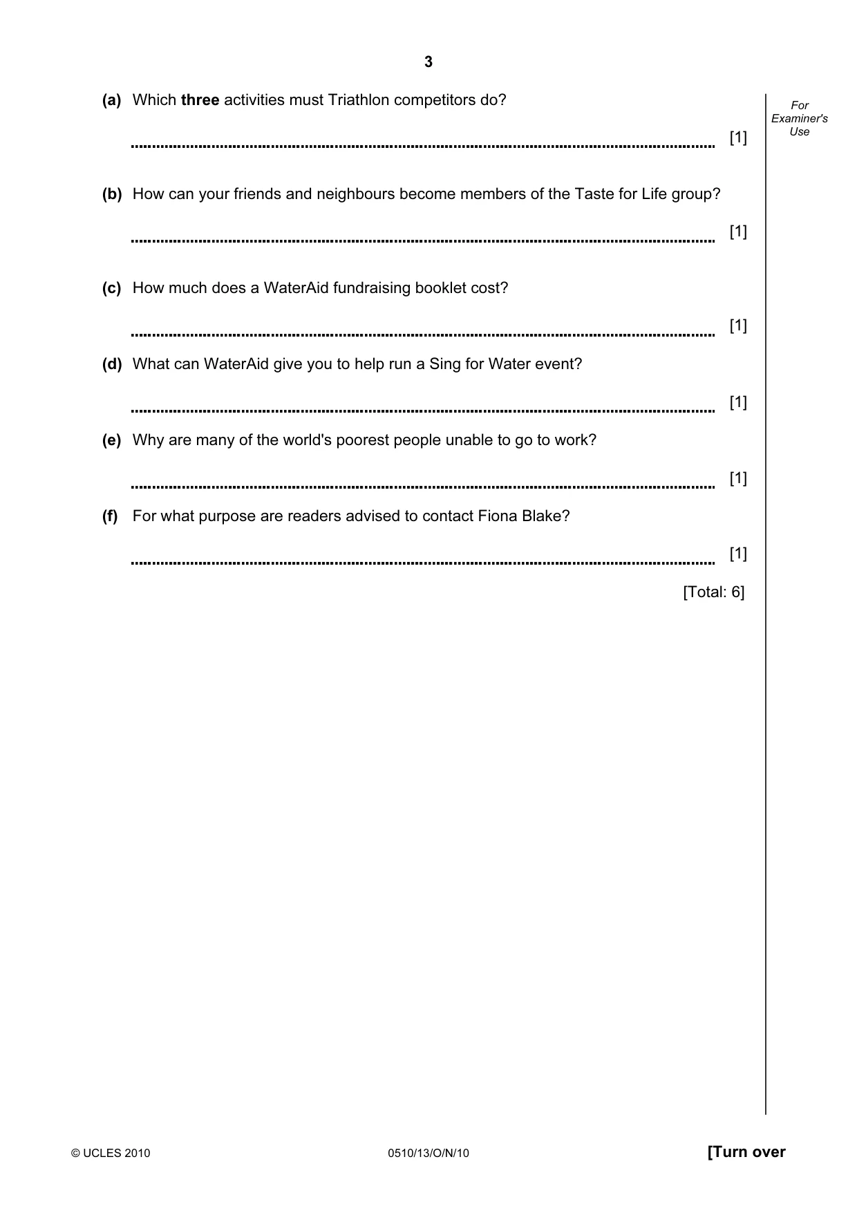 Cambridge IGCSE English - Second Language (oral endorsement) 0510 2010 Oct/Nov Paper 1 · Variant 3 question paper, page 3 of 16