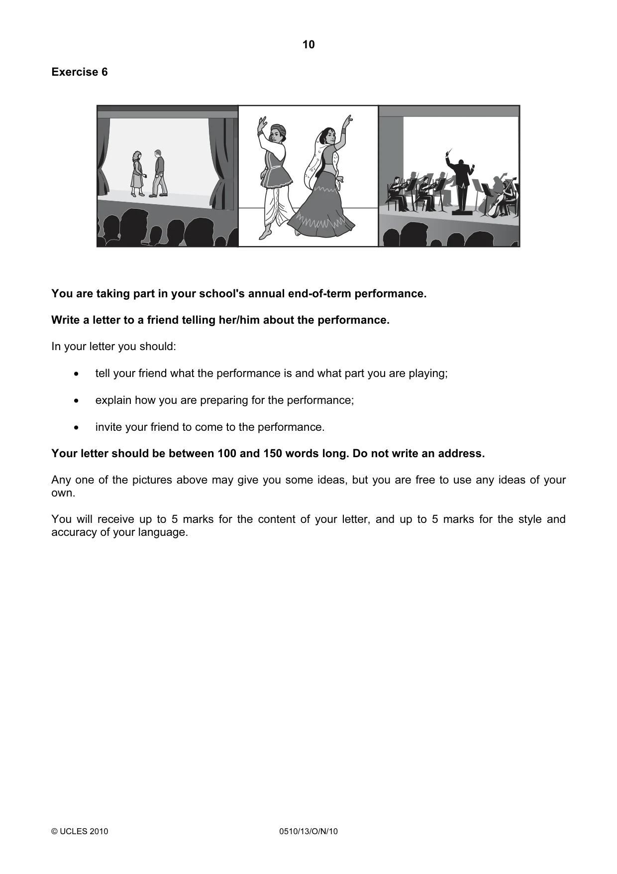 Cambridge IGCSE English - Second Language (oral endorsement) 0510 2010 Oct/Nov Paper 1 · Variant 3 question paper, page 10 of 16