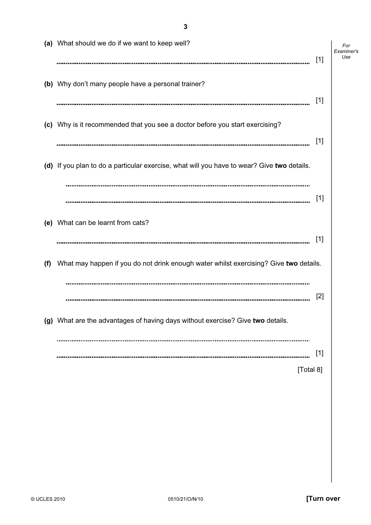 Cambridge IGCSE English - Second Language (oral endorsement) 0510 2010 Oct/Nov Paper 2 · Variant 1 question paper, page 3 of 16