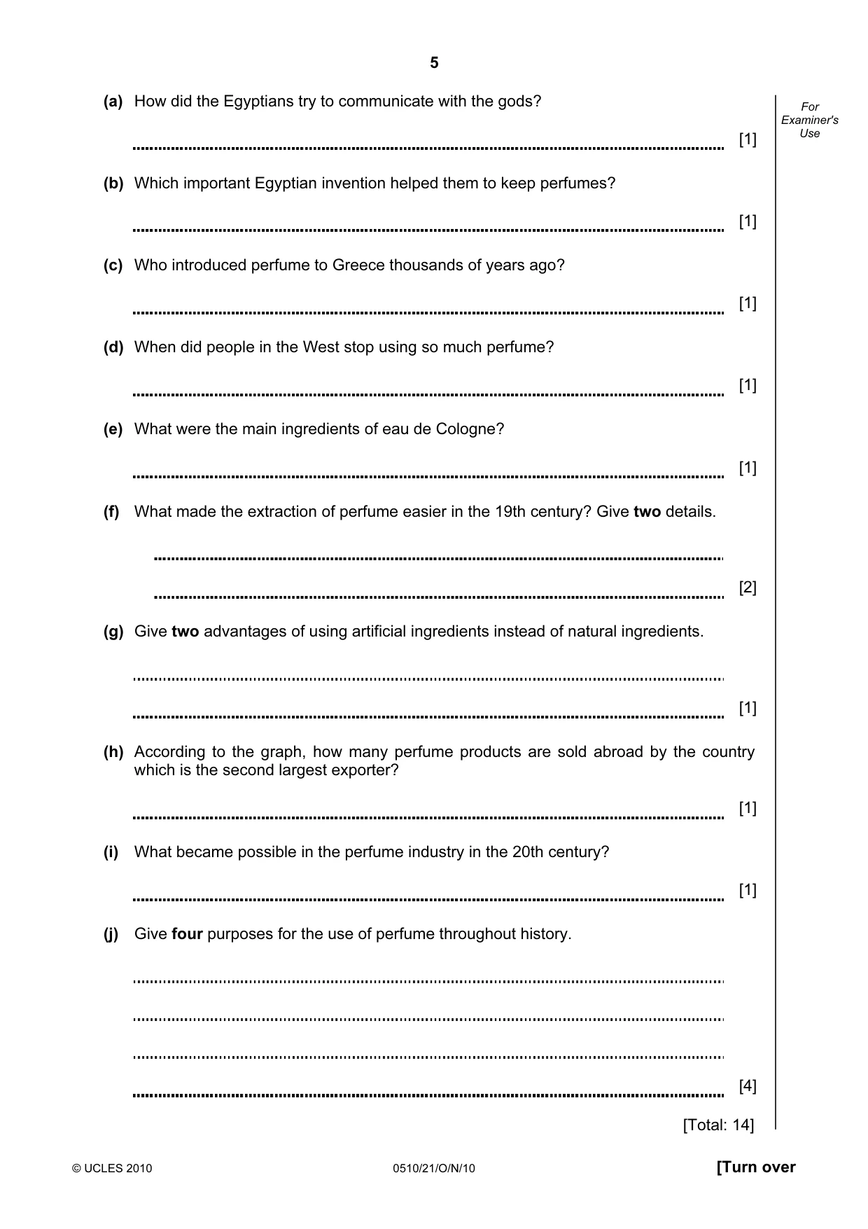 Cambridge IGCSE English - Second Language (oral endorsement) 0510 2010 Oct/Nov Paper 2 · Variant 1 question paper, page 5 of 16