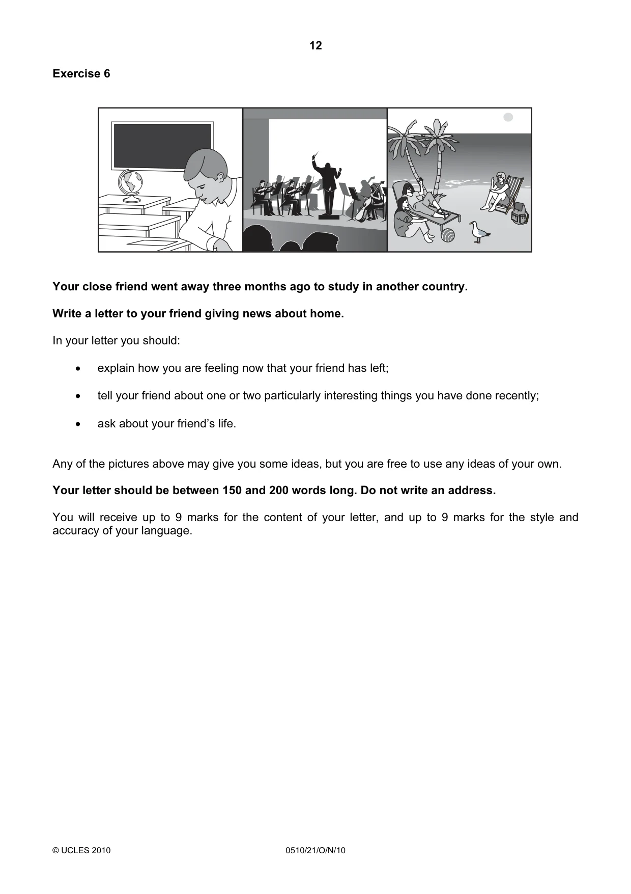 Cambridge IGCSE English - Second Language (oral endorsement) 0510 2010 Oct/Nov Paper 2 · Variant 1 question paper, page 12 of 16