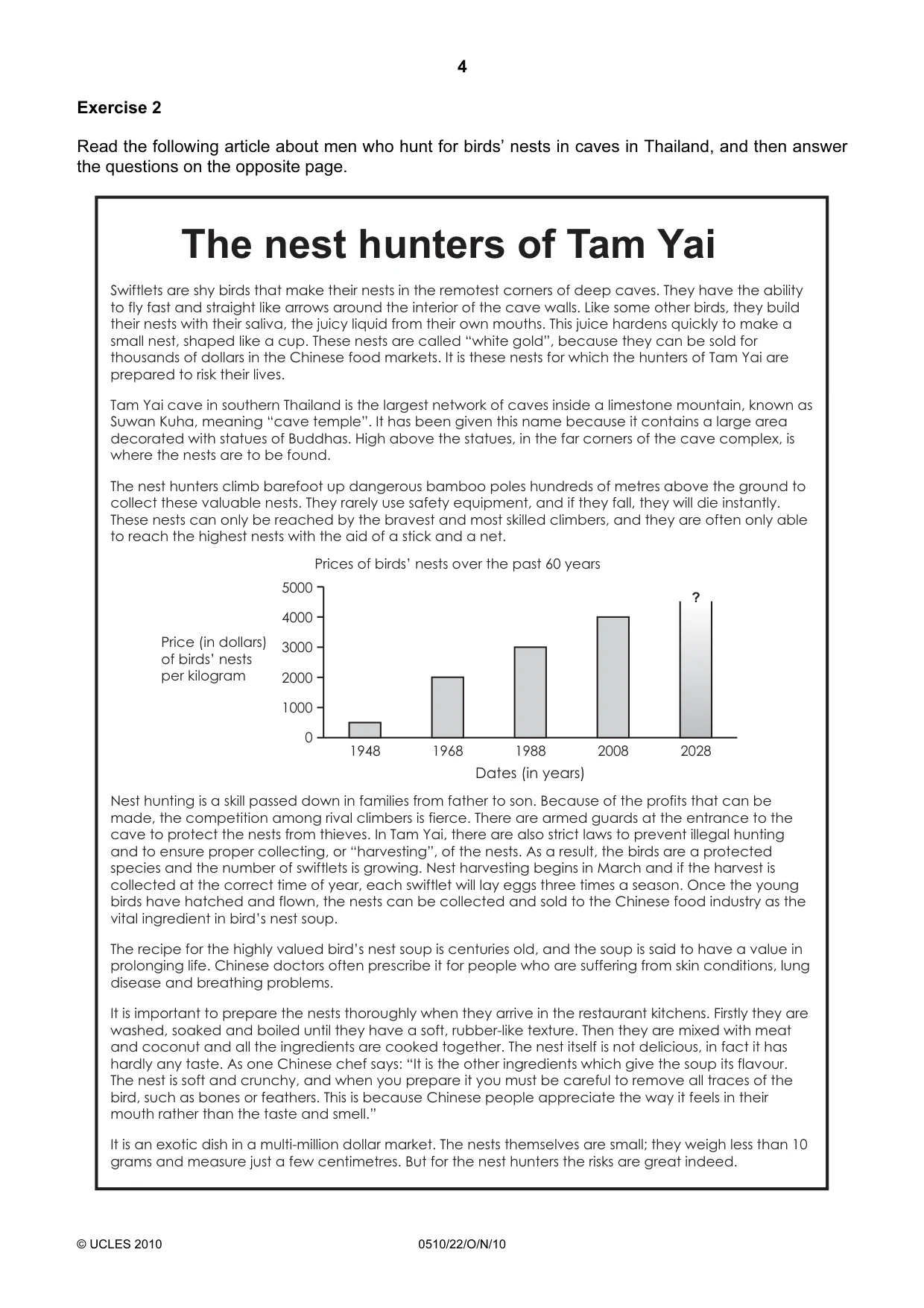 Cambridge IGCSE English - Second Language (oral endorsement) 0510 2010 Oct/Nov Paper 2 · Variant 2 question paper, page 4 of 16