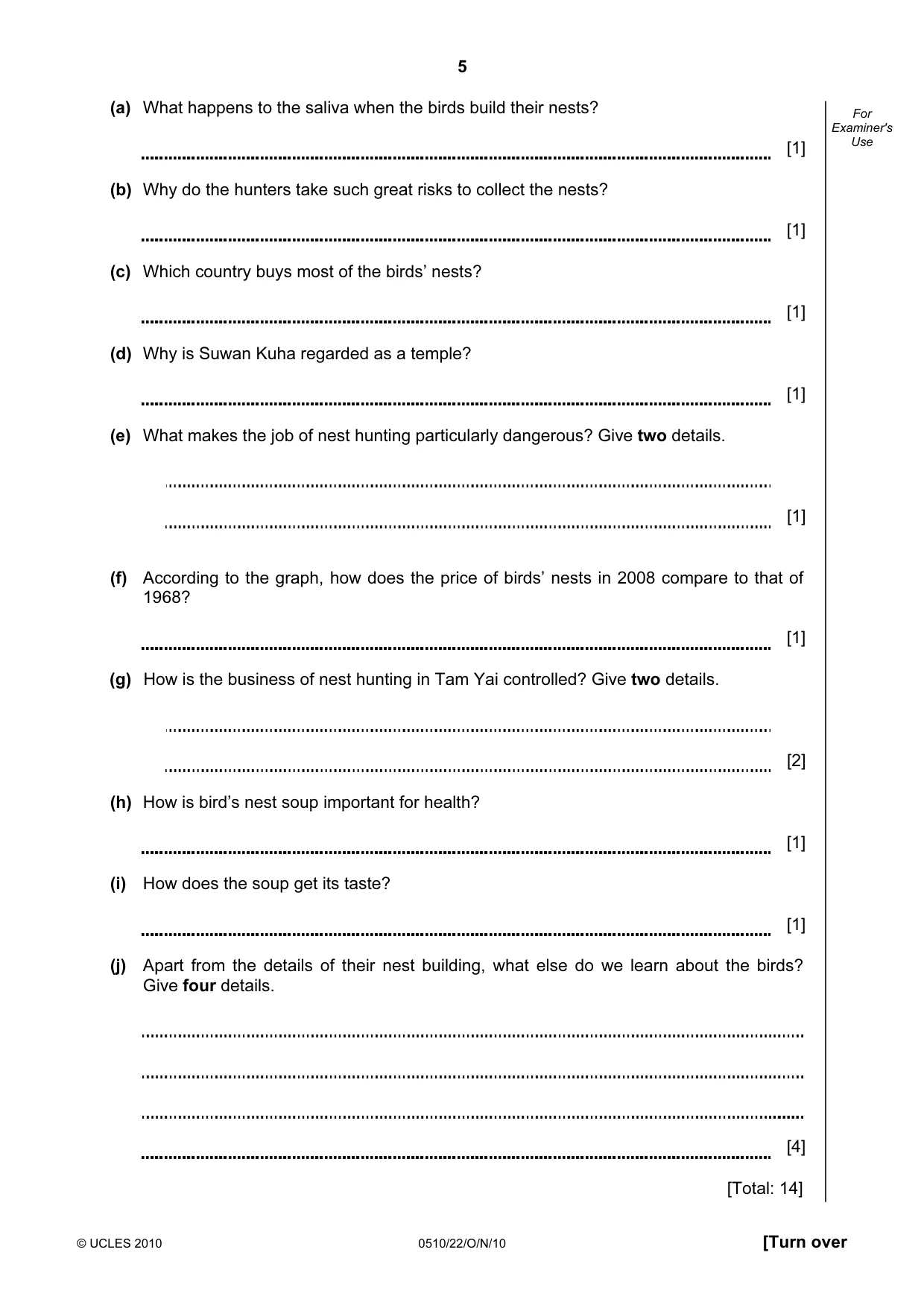 Cambridge IGCSE English - Second Language (oral endorsement) 0510 2010 Oct/Nov Paper 2 · Variant 2 question paper, page 5 of 16
