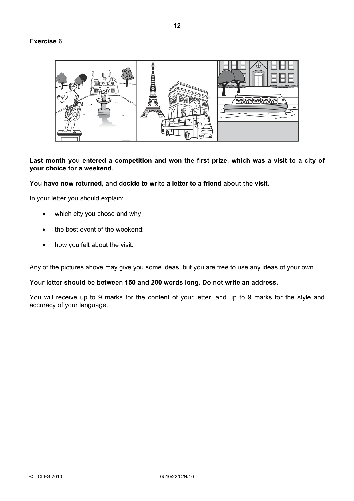 Cambridge IGCSE English - Second Language (oral endorsement) 0510 2010 Oct/Nov Paper 2 · Variant 2 question paper, page 12 of 16