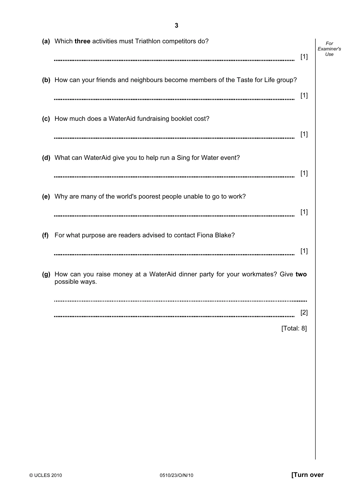 Cambridge IGCSE English - Second Language (oral endorsement) 0510 2010 Oct/Nov Paper 2 · Variant 3 question paper, page 3 of 16