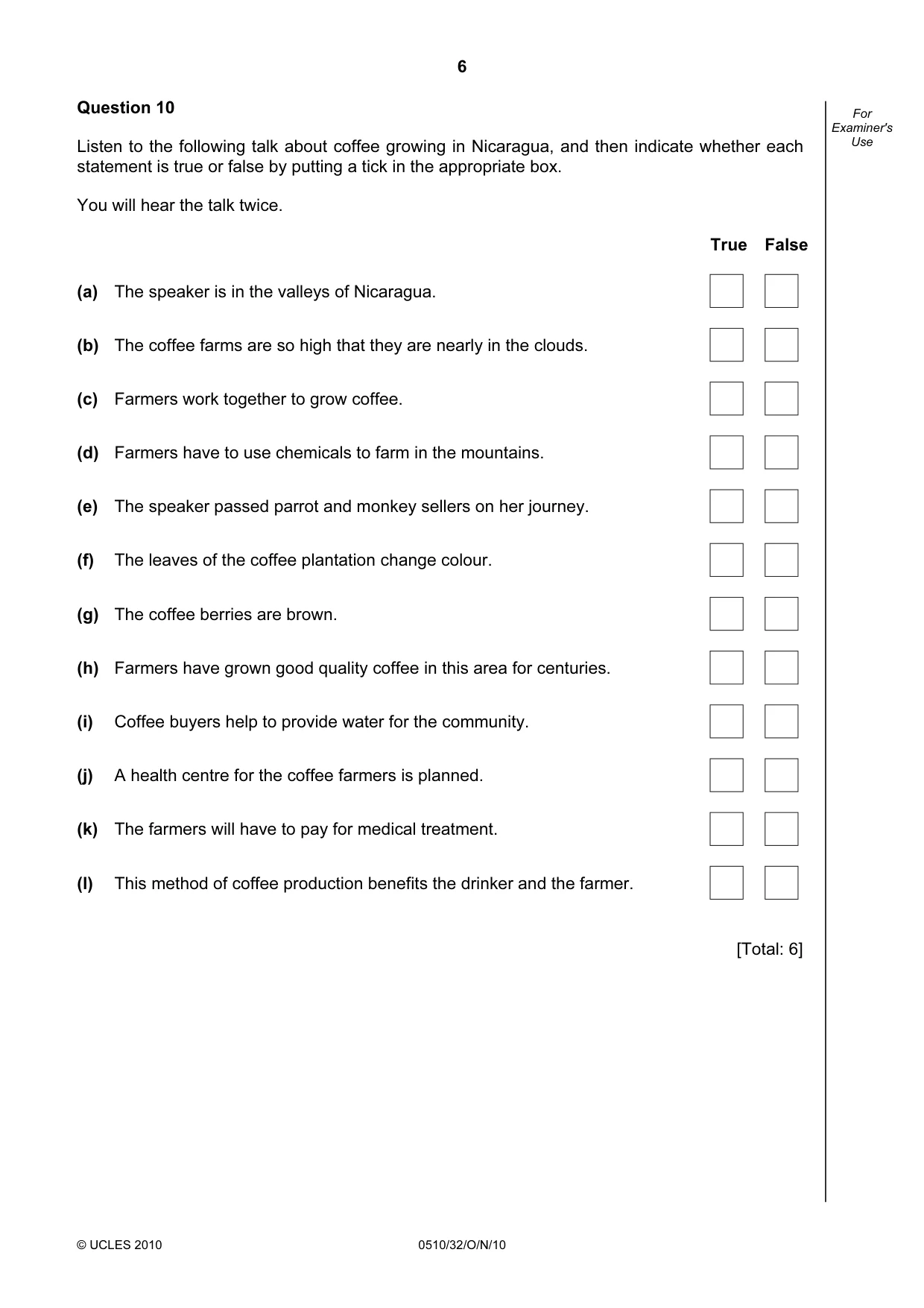 Cambridge IGCSE English - Second Language (oral endorsement) 0510 2010 Oct/Nov Paper 3 · Variant 2 question paper, page 6 of 8