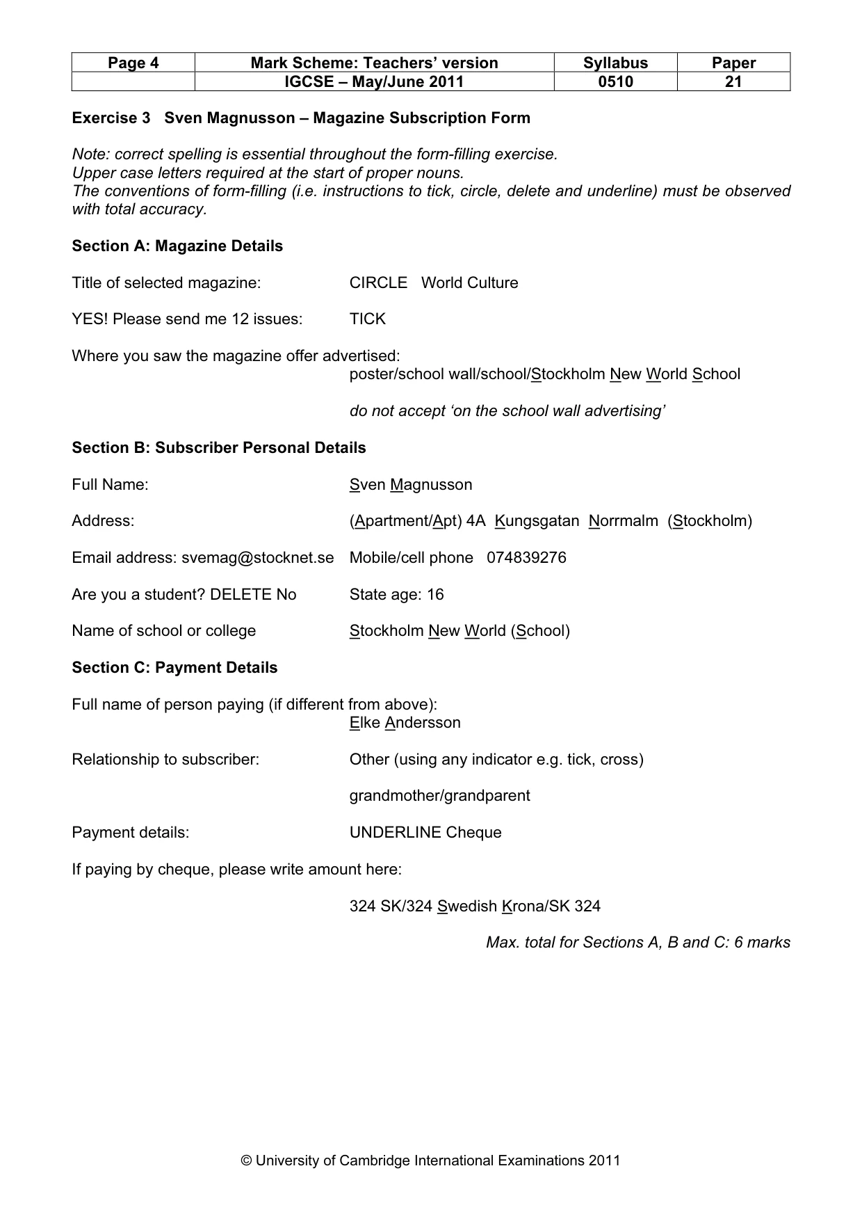 Mark scheme, page 4 of 10