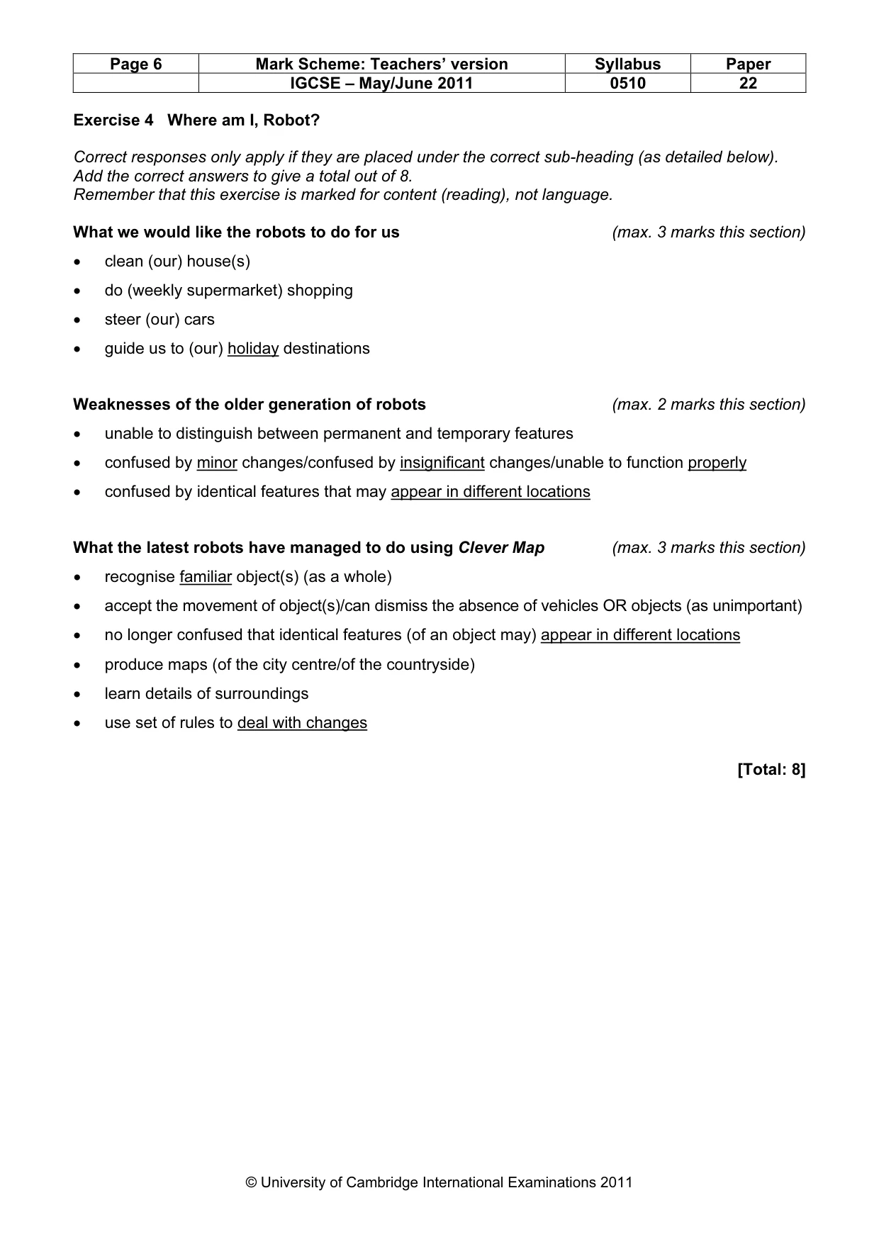 Mark scheme, page 6 of 10