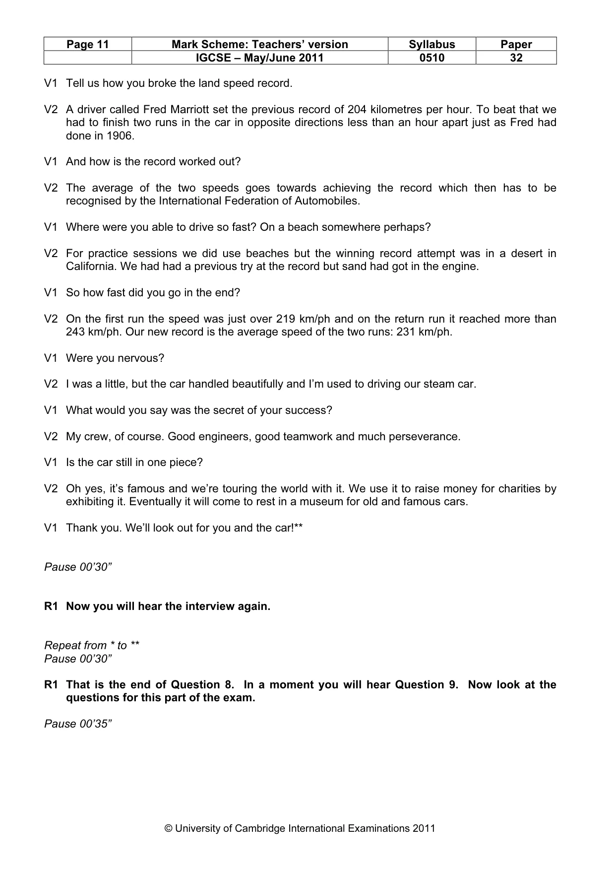 Mark scheme, page 11 of 13