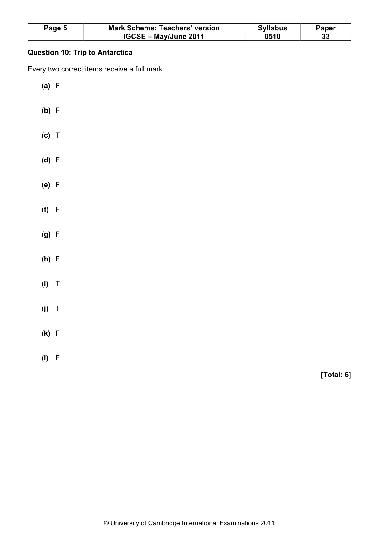 Mark scheme, page 5 of 13