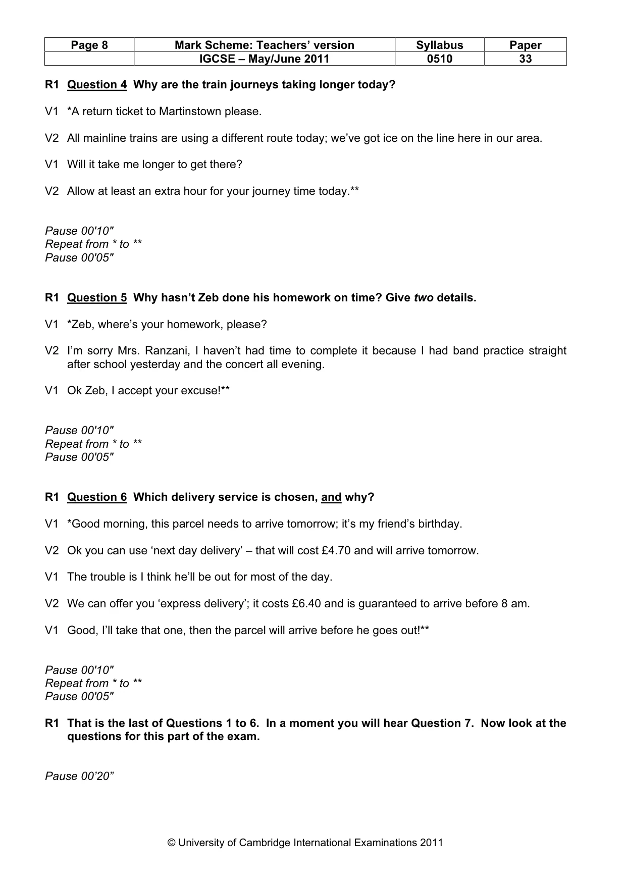 Mark scheme, page 8 of 13