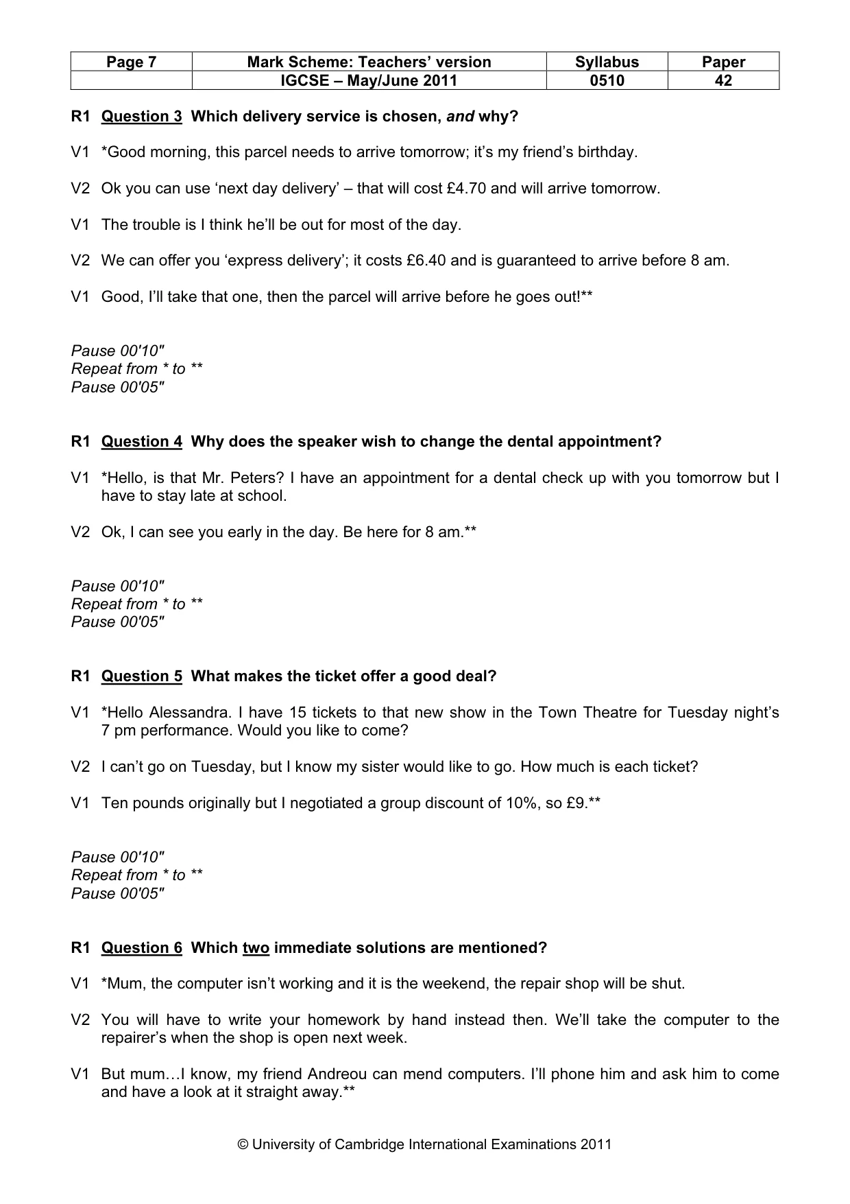 Mark scheme, page 7 of 13