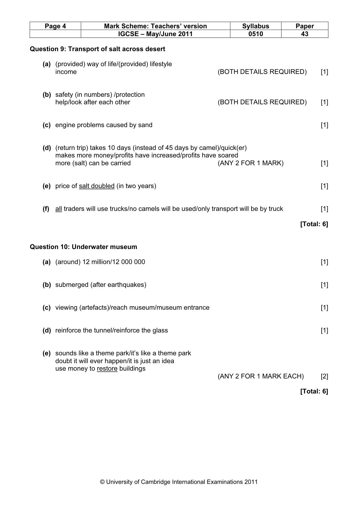 Mark scheme, page 4 of 13