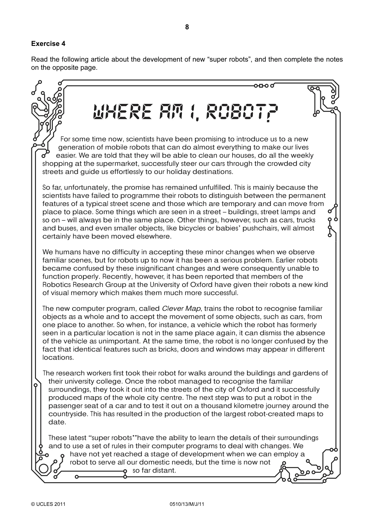 Cambridge IGCSE English - Second Language (oral endorsement) 0510 2011 May/June Paper 1 · Variant 3 question paper, page 8 of 16