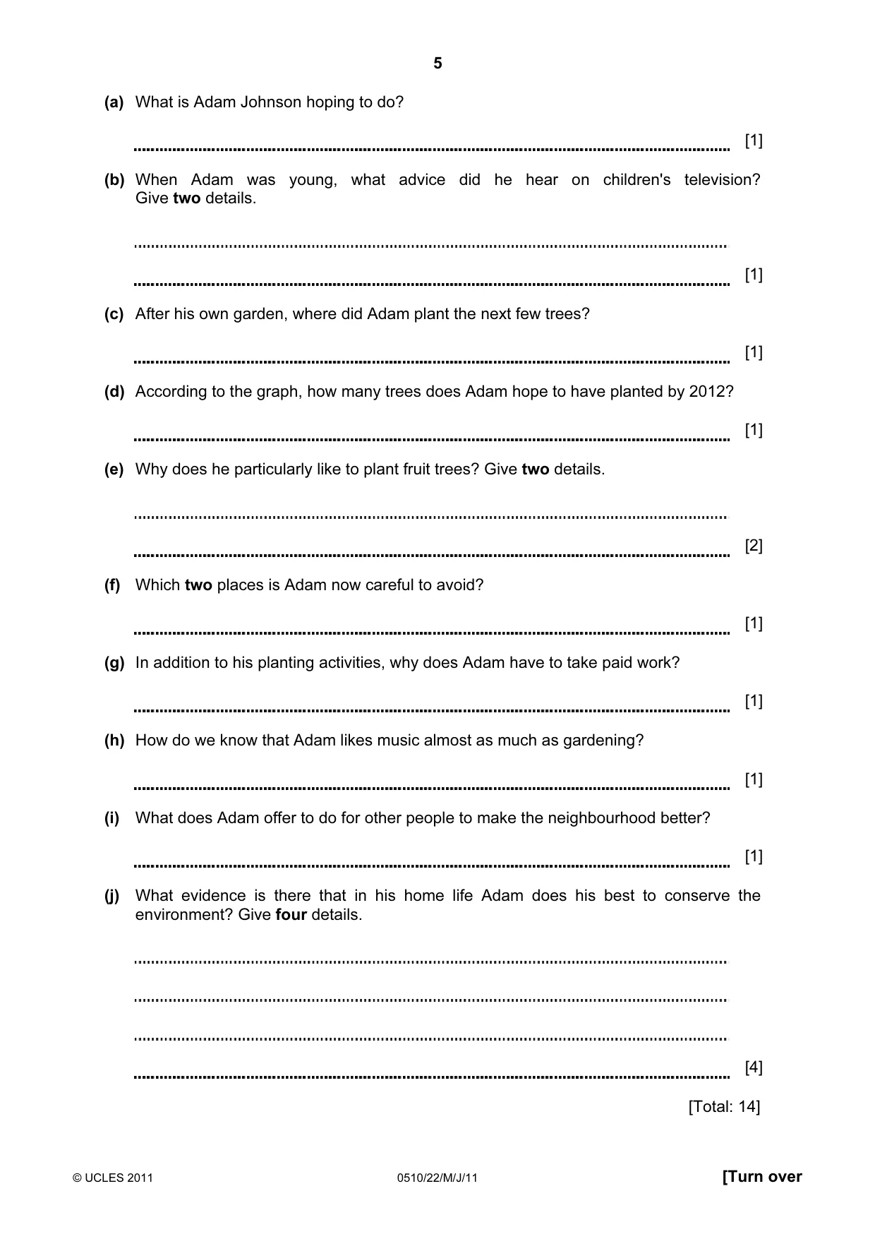 Cambridge IGCSE English - Second Language (oral endorsement) 0510 2011 May/June Paper 2 · Variant 2 question paper, page 5 of 16