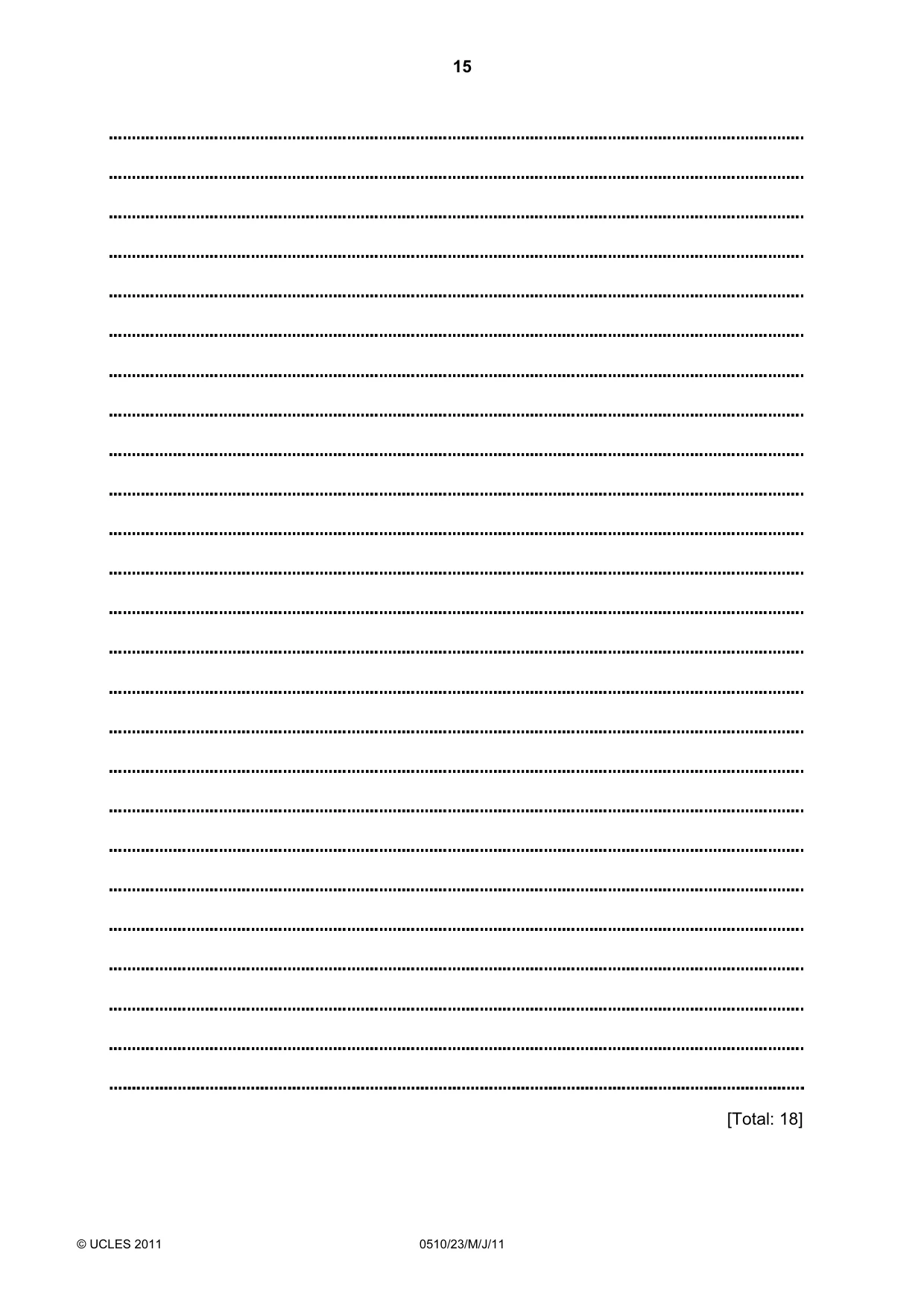 Cambridge IGCSE English - Second Language (oral endorsement) 0510 2011 May/June Paper 2 · Variant 3 question paper, page 15 of 16