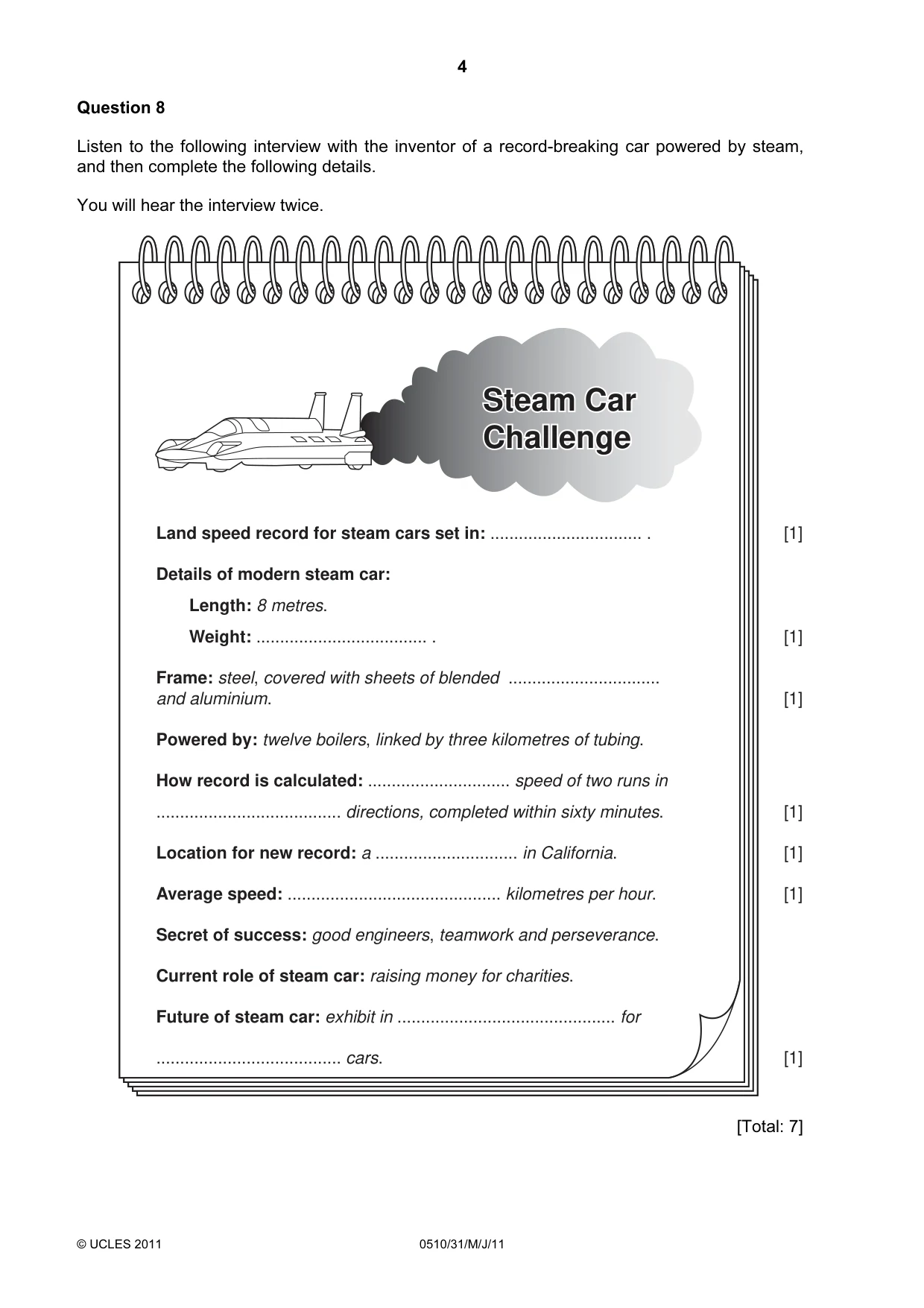 Cambridge IGCSE English - Second Language (oral endorsement) 0510 2011 May/June Paper 3 · Variant 1 question paper, page 4 of 8