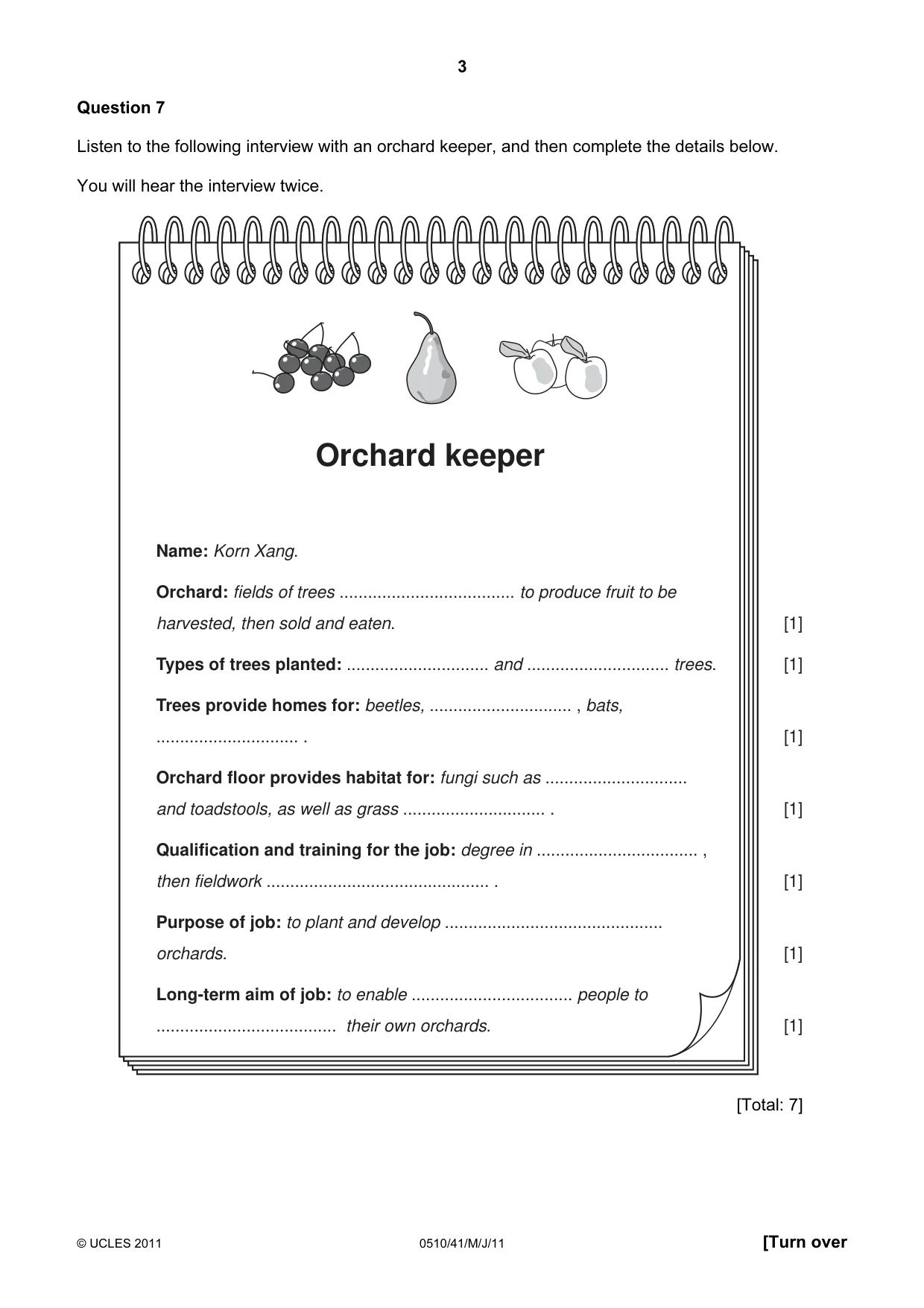 Cambridge IGCSE English - Second Language (oral endorsement) 0510 2011 May/June Paper 4 · Variant 1 question paper, page 3 of 8