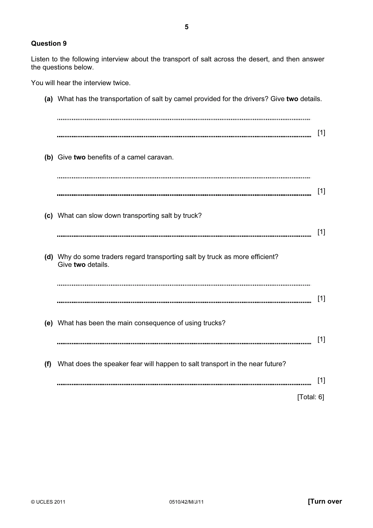 Cambridge IGCSE English - Second Language (oral endorsement) 0510 2011 May/June Paper 4 · Variant 2 question paper, page 5 of 8