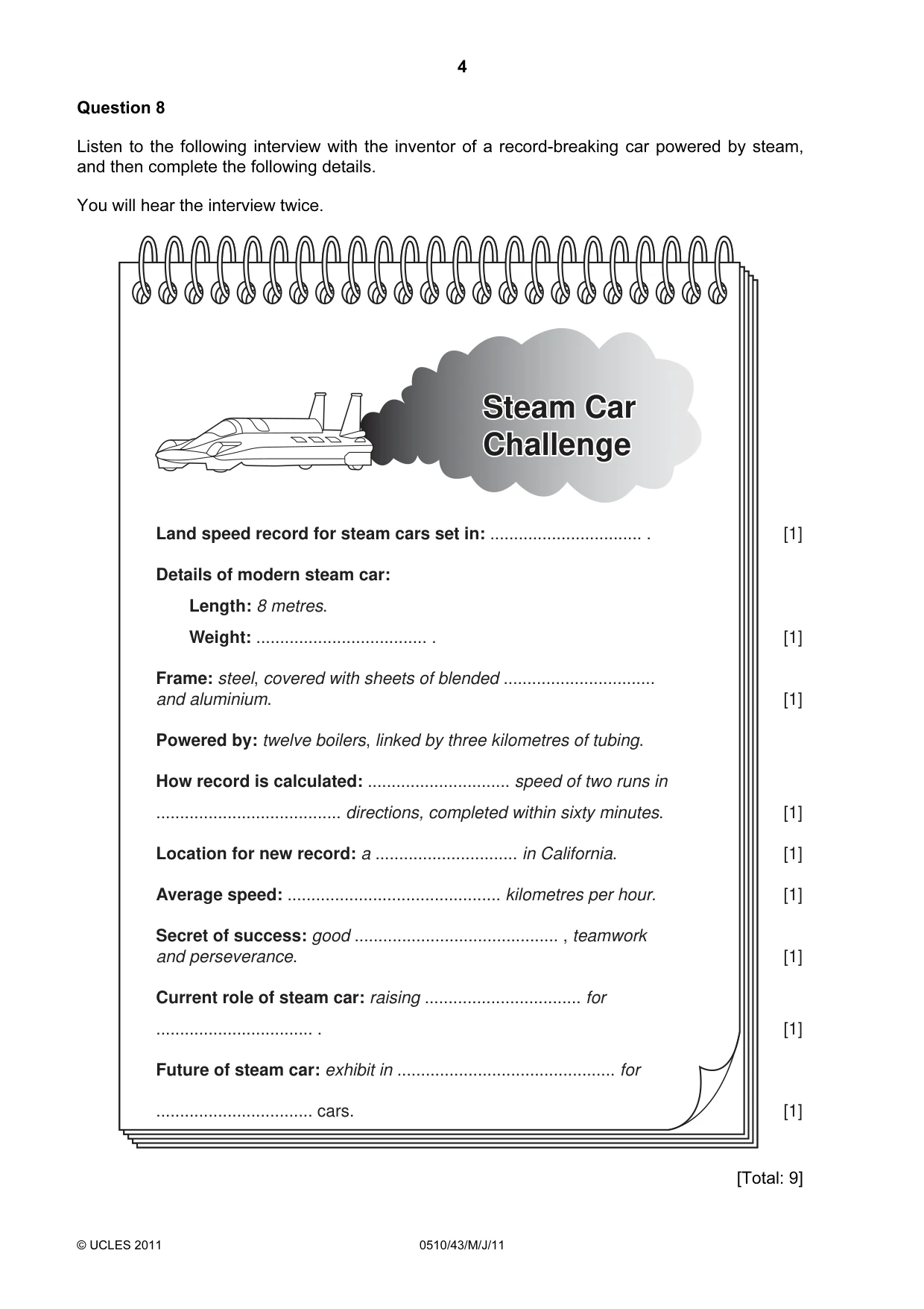 Cambridge IGCSE English - Second Language (oral endorsement) 0510 2011 May/June Paper 4 · Variant 3 question paper, page 4 of 8