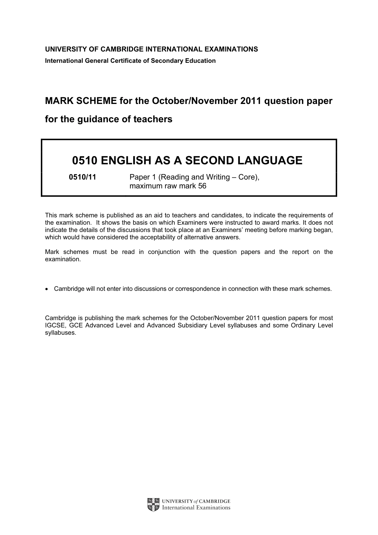 Mark scheme, page 1 of 7