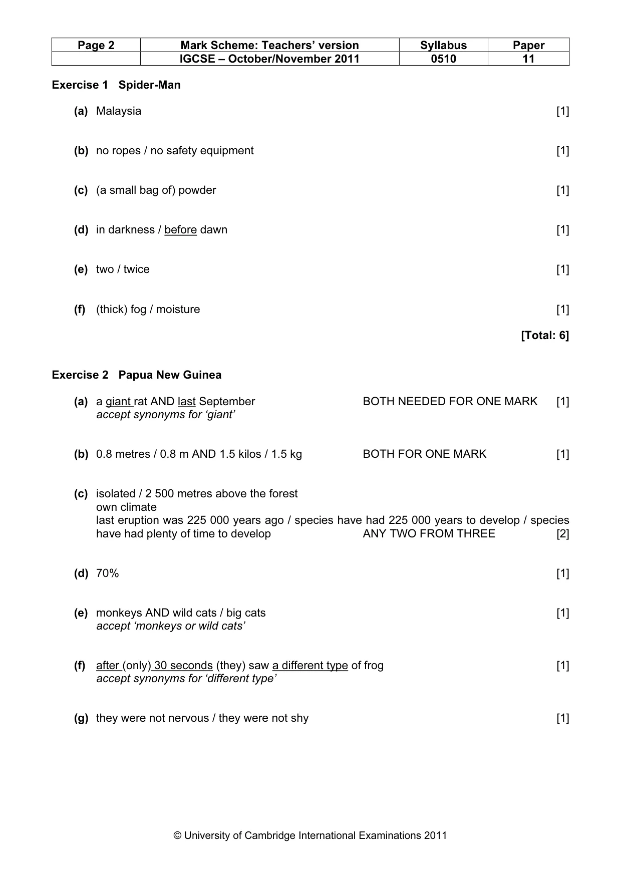 Mark scheme, page 2 of 7