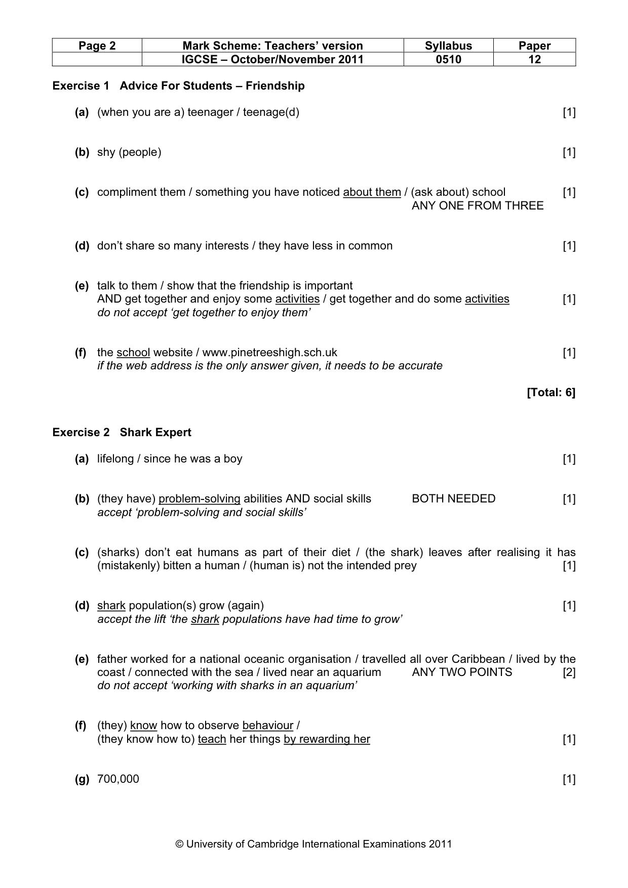 Mark scheme, page 2 of 7