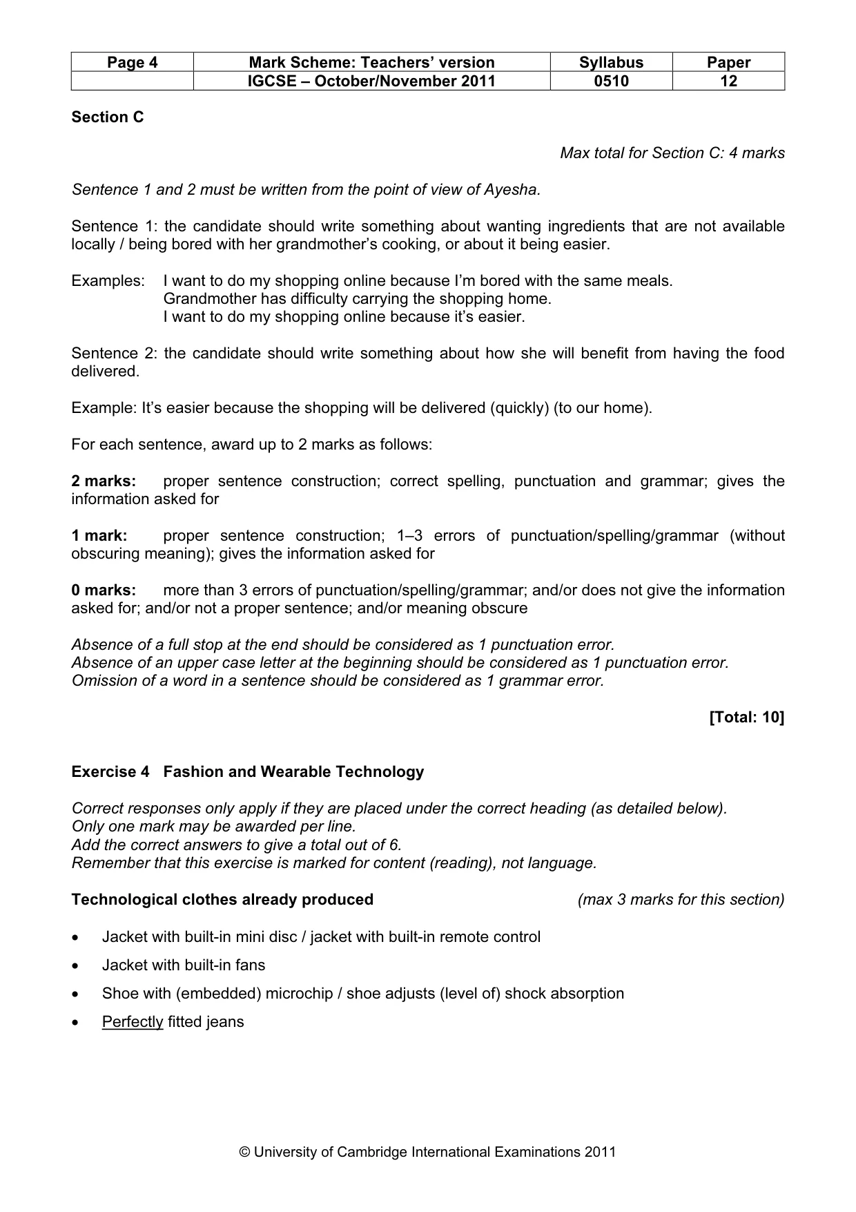 Mark scheme, page 4 of 7