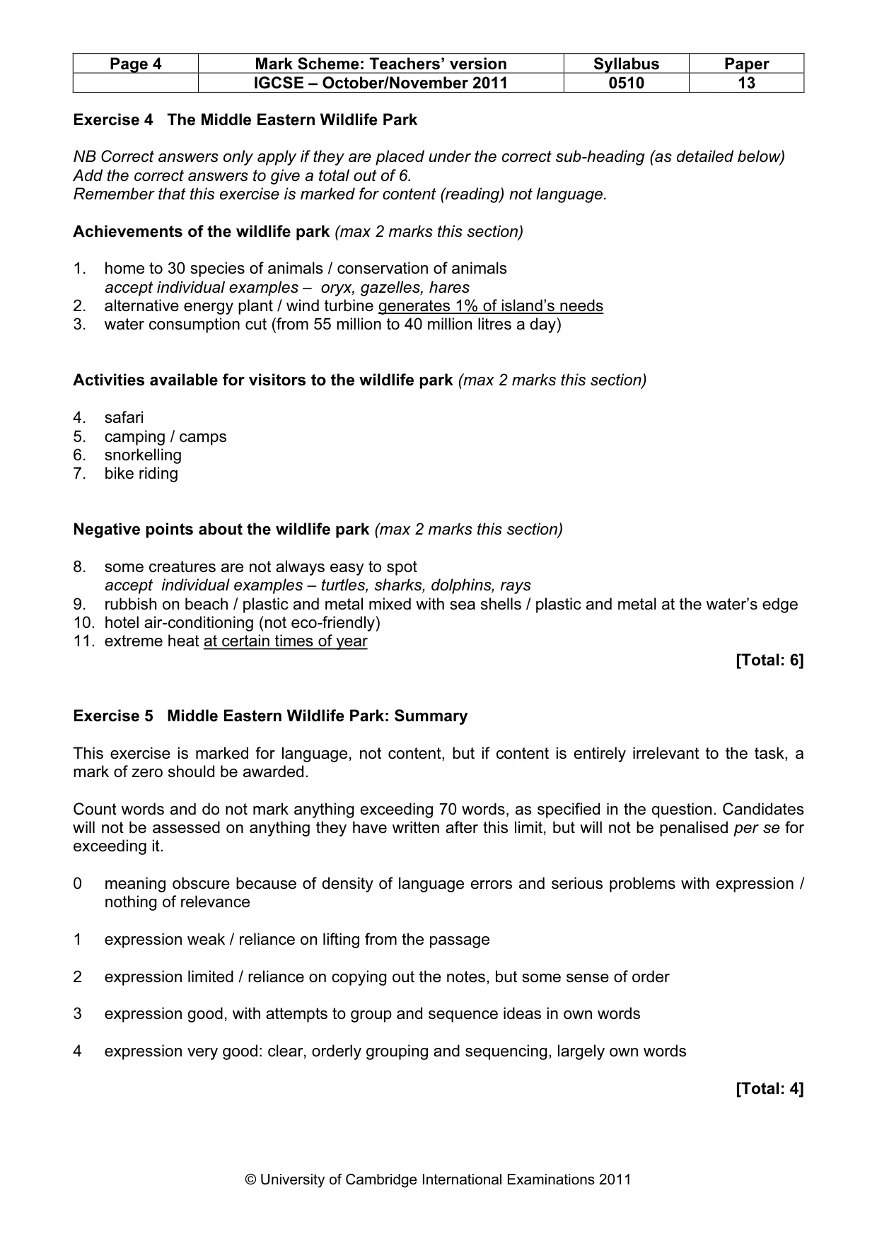 Mark scheme, page 4 of 6