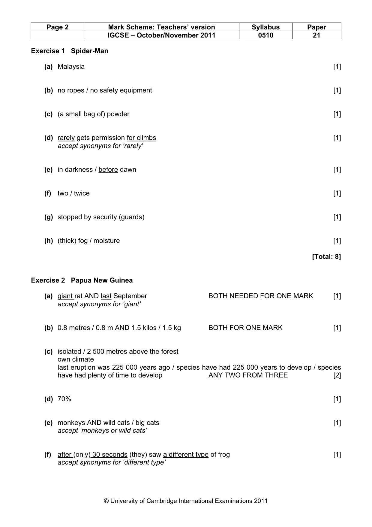 Mark scheme, page 2 of 9