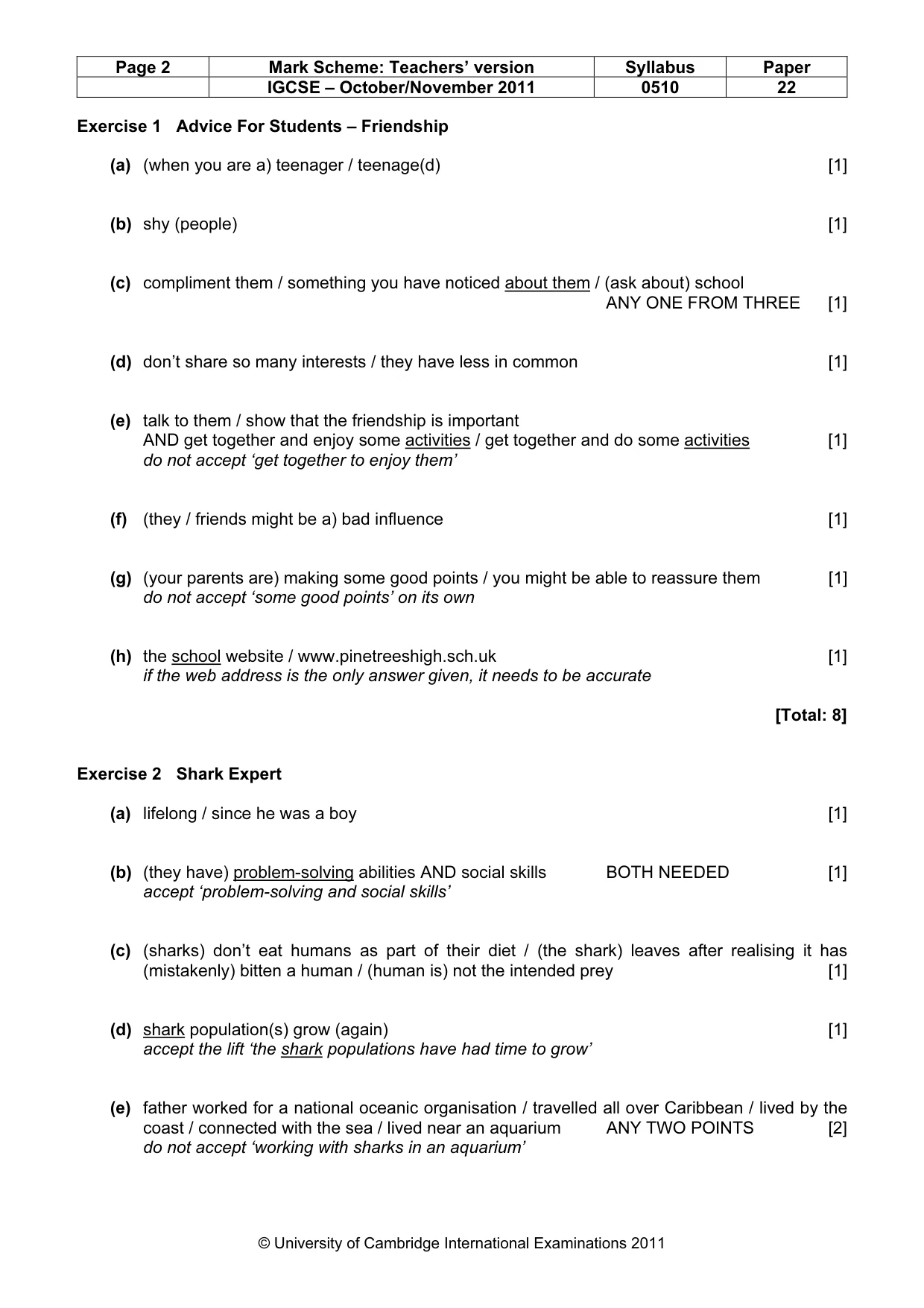 Mark scheme, page 2 of 9