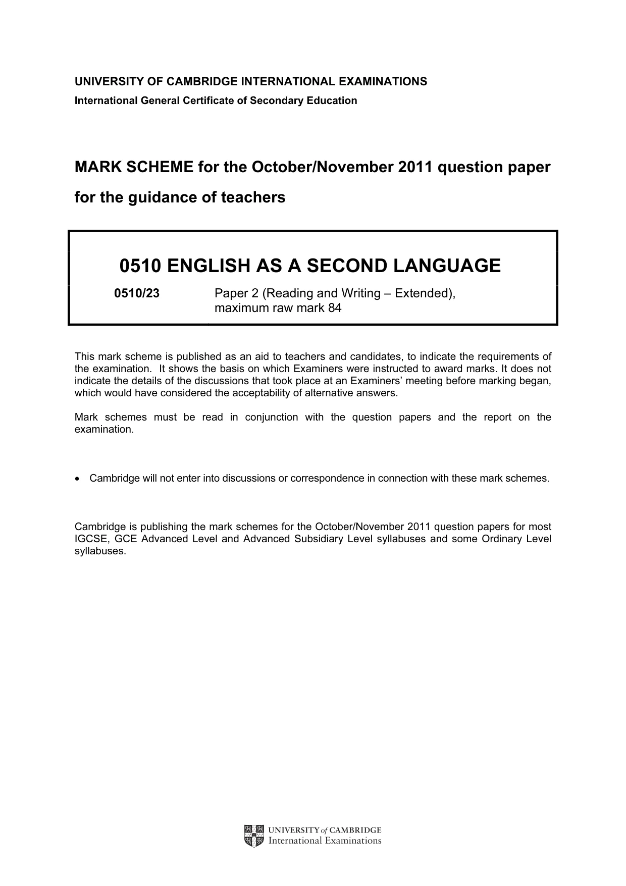 Mark scheme, page 1 of 10