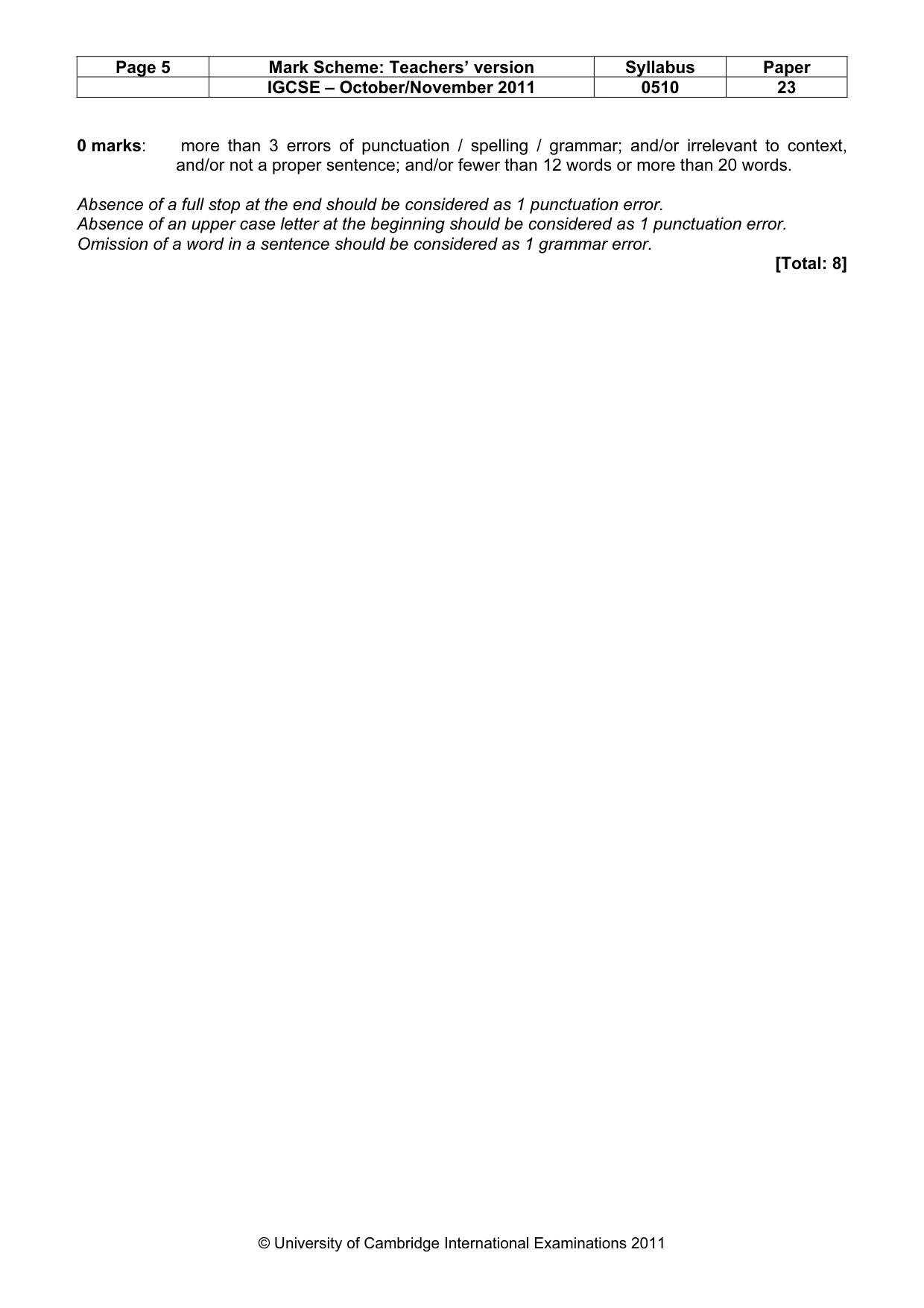 Mark scheme, page 5 of 10