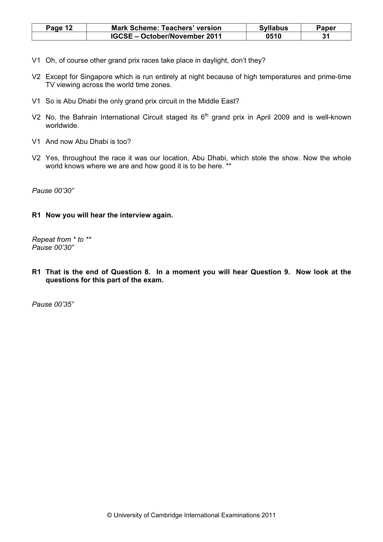 Mark scheme, page 12 of 15