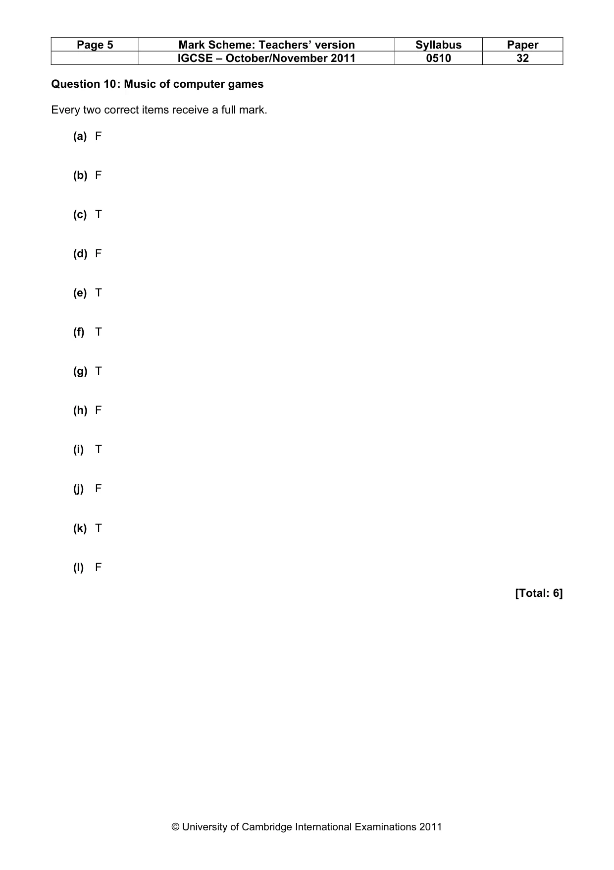 Mark scheme, page 5 of 15