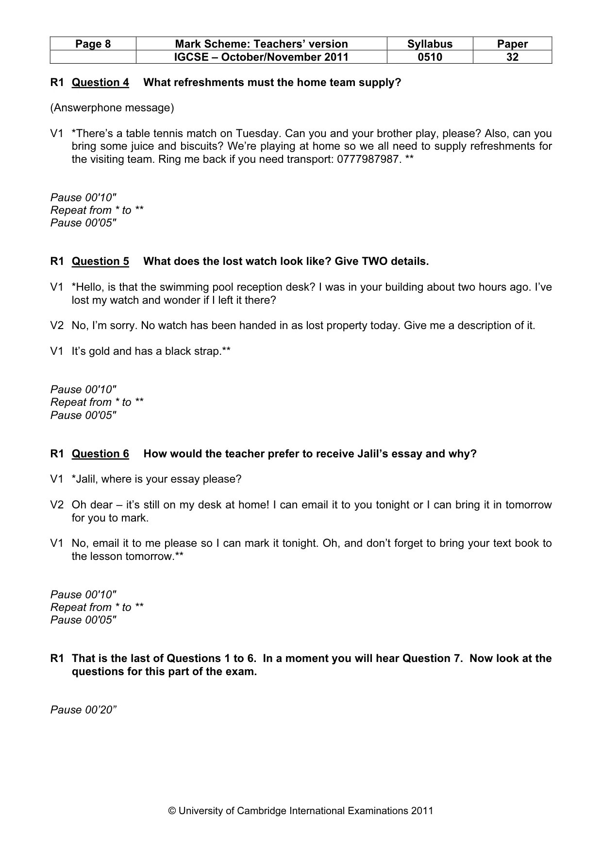 Mark scheme, page 8 of 15