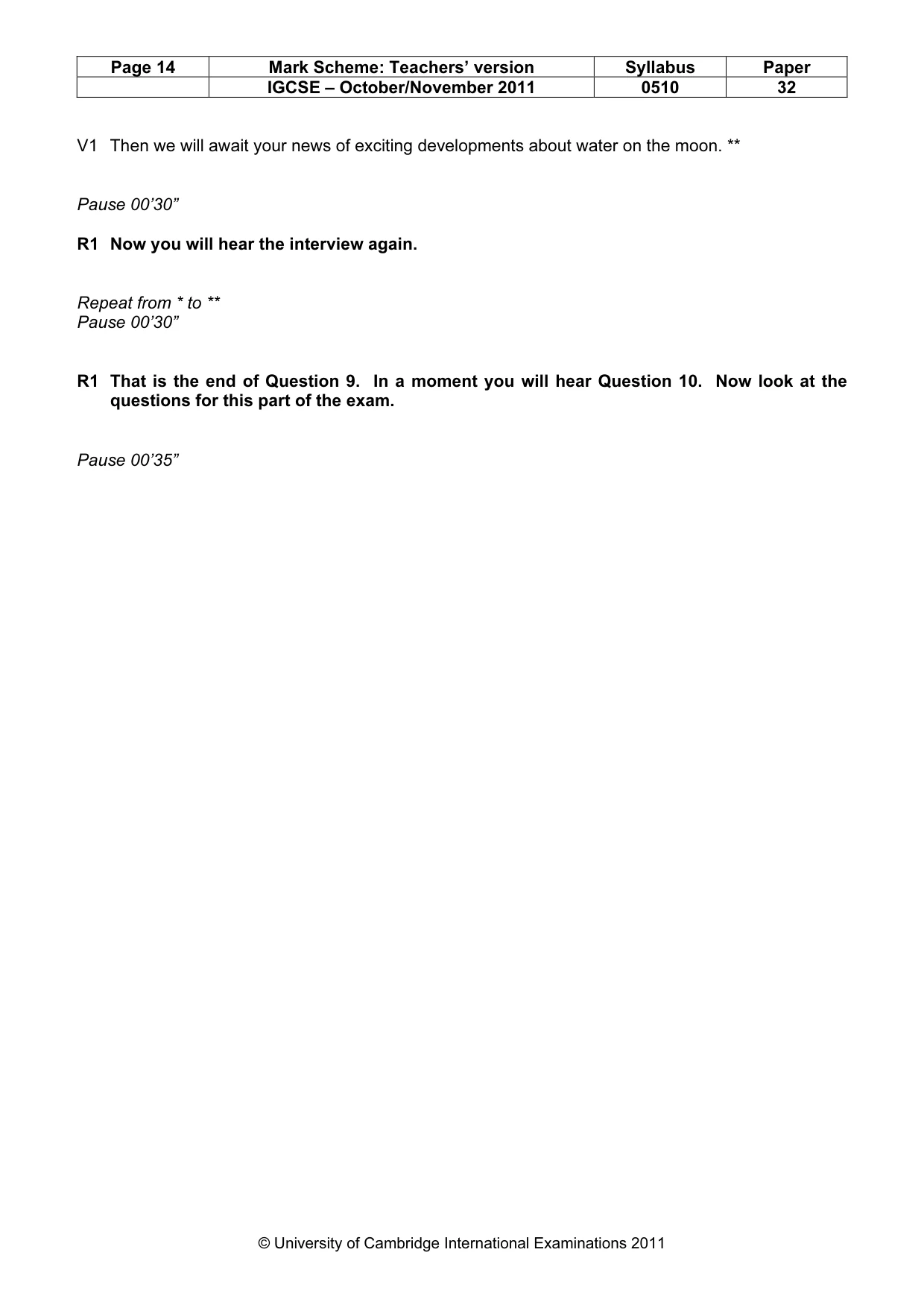Mark scheme, page 14 of 15