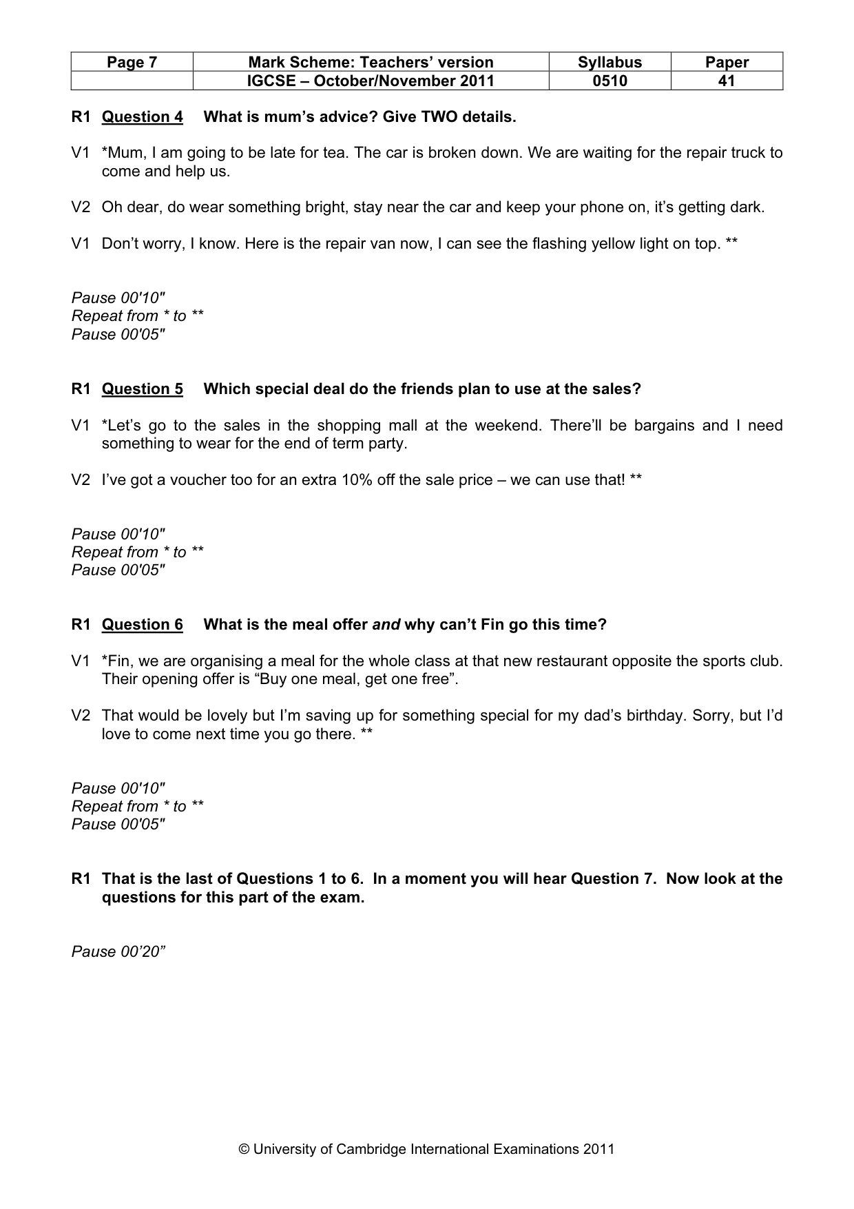 Mark scheme, page 7 of 14