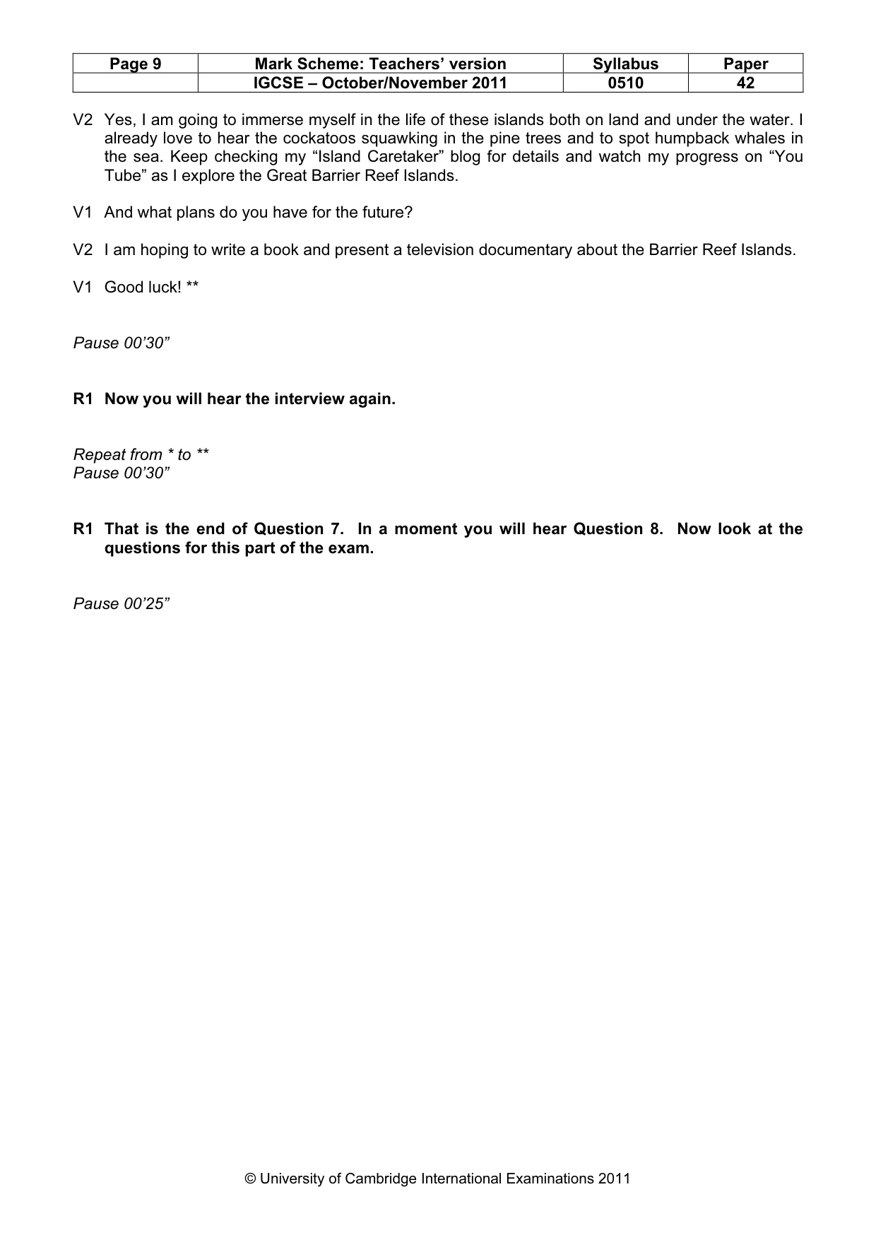 Mark scheme, page 9 of 14