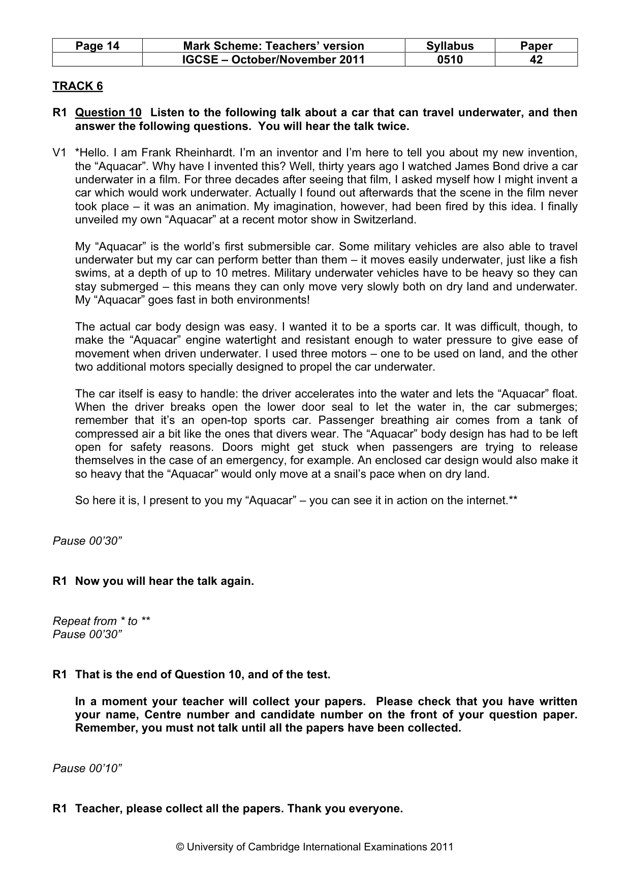 Mark scheme, page 14 of 14