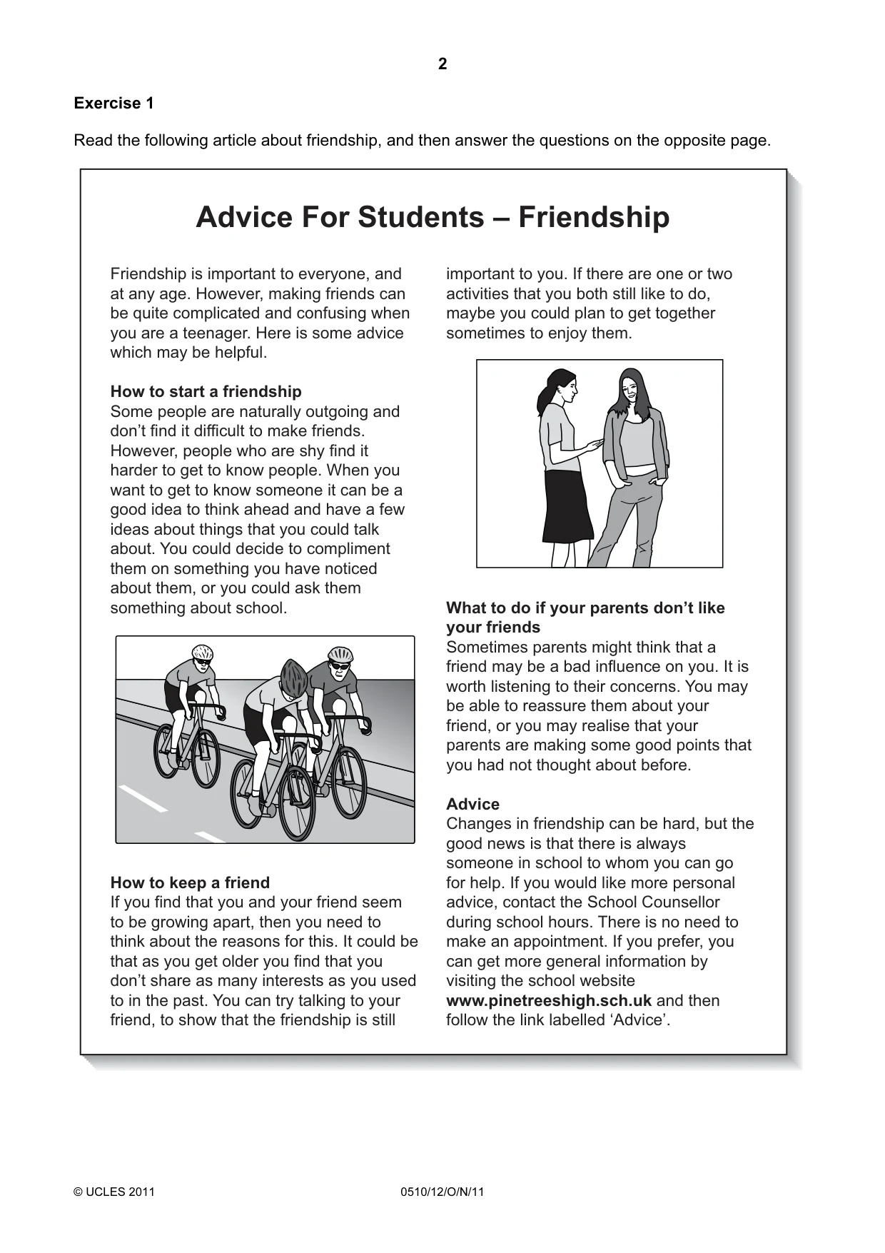 Cambridge IGCSE English - Second Language (oral endorsement) 0510 2011 Oct/Nov Paper 1 · Variant 2 question paper, page 2 of 16