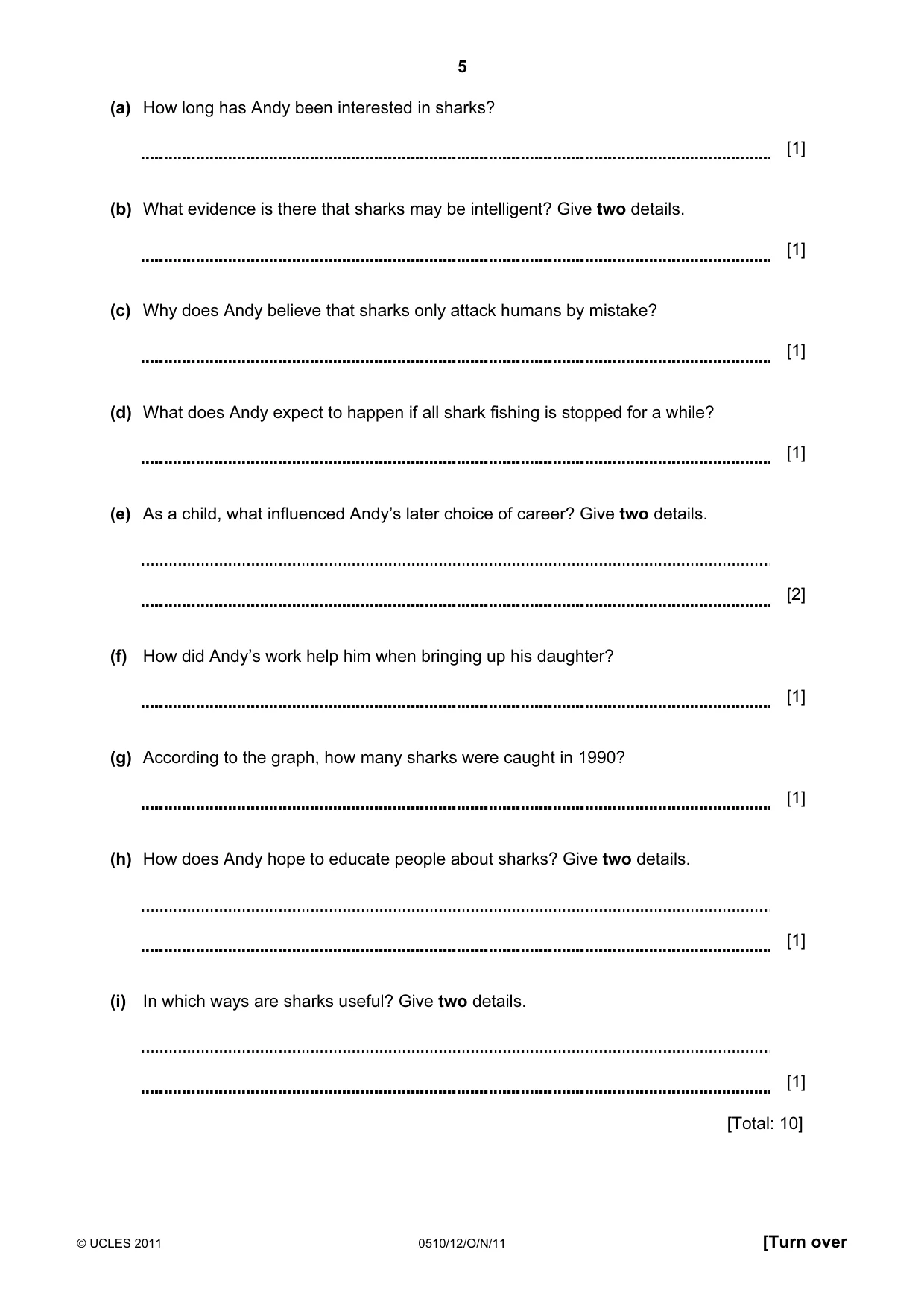 Cambridge IGCSE English - Second Language (oral endorsement) 0510 2011 Oct/Nov Paper 1 · Variant 2 question paper, page 5 of 16