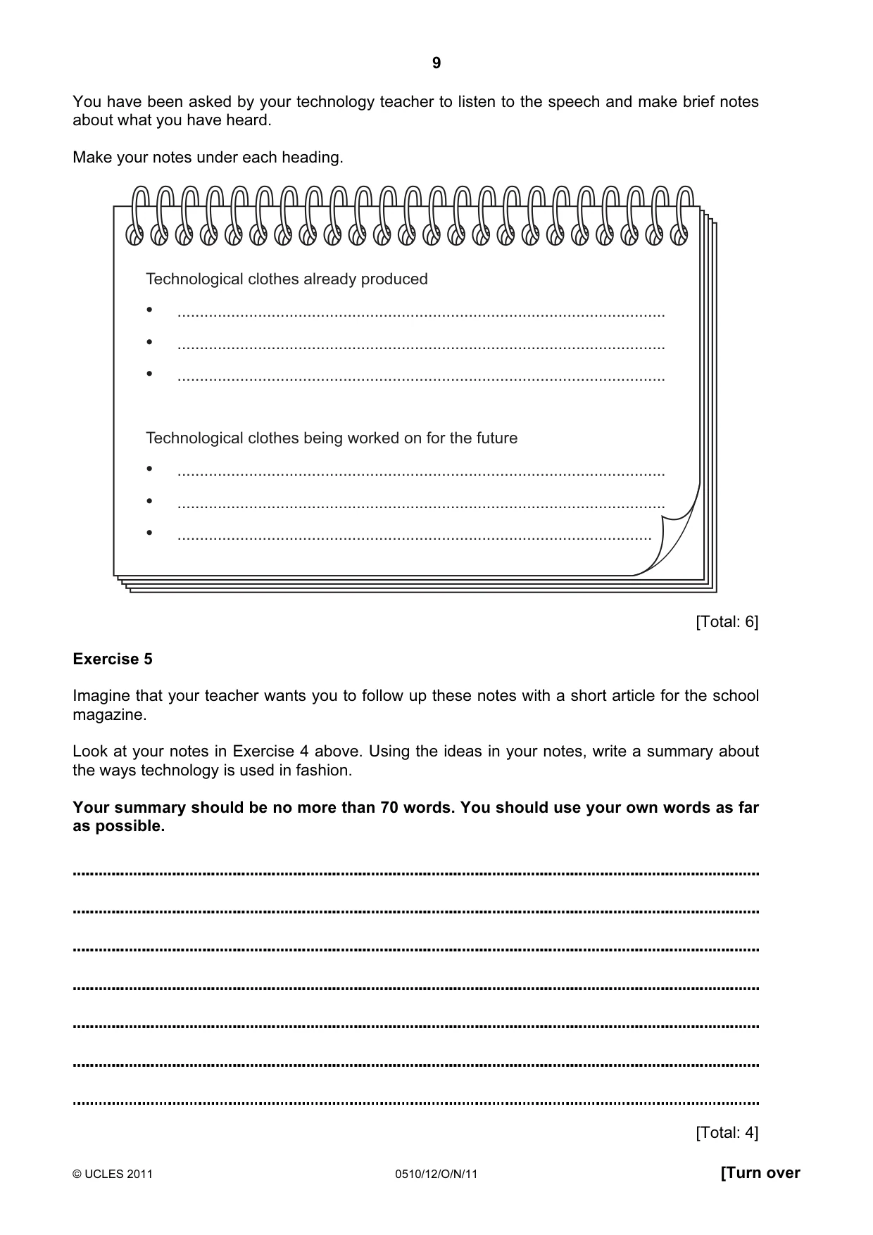 Cambridge IGCSE English - Second Language (oral endorsement) 0510 2011 Oct/Nov Paper 1 · Variant 2 question paper, page 9 of 16