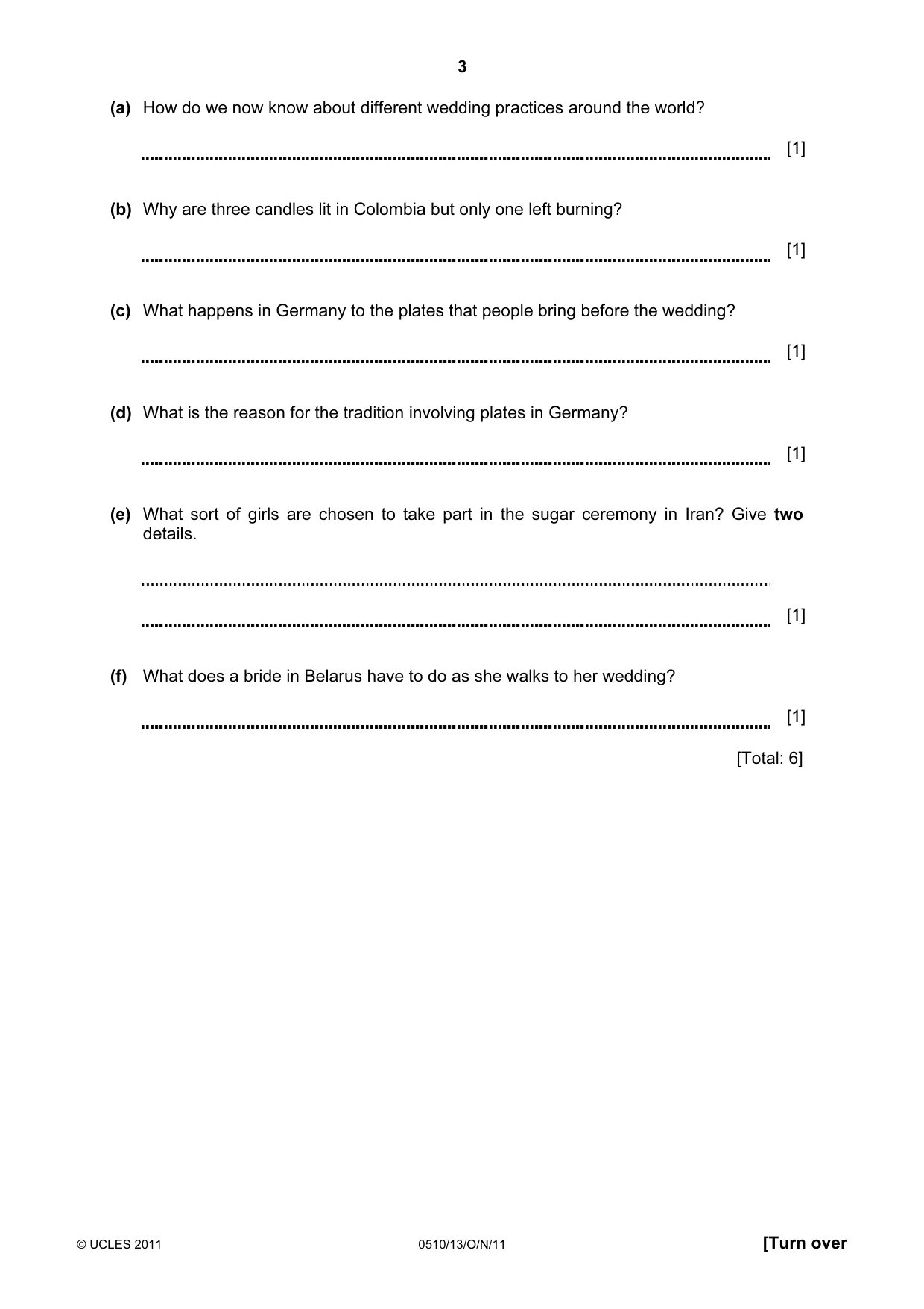 Cambridge IGCSE English - Second Language (oral endorsement) 0510 2011 Oct/Nov Paper 1 · Variant 3 question paper, page 3 of 16