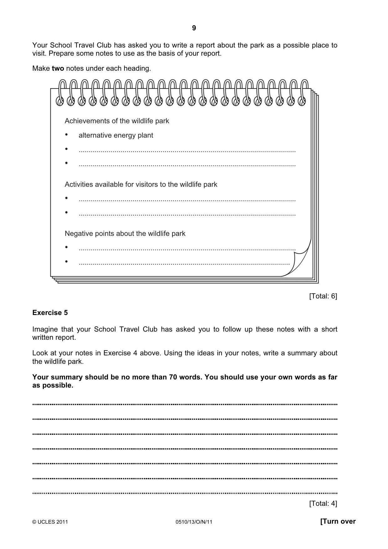 Cambridge IGCSE English - Second Language (oral endorsement) 0510 2011 Oct/Nov Paper 1 · Variant 3 question paper, page 9 of 16